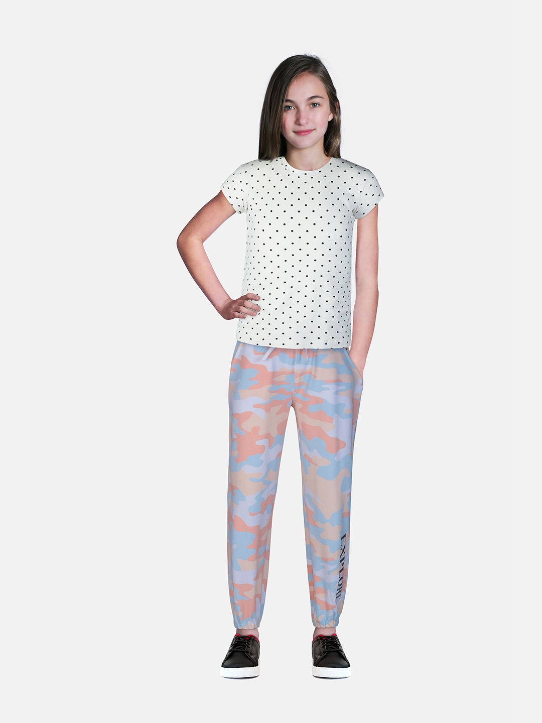 

Gini and Jony Girls Camouflage Printed Jogger, Blue