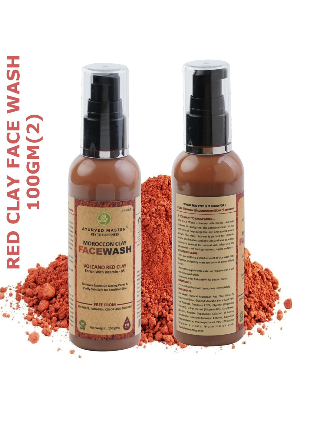 

AYURVED MASTER Set Of 2 Red Clay Face Wash