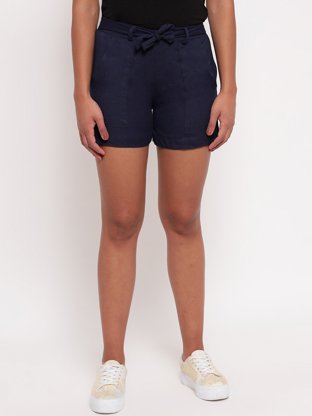 

Aawari Women High-Rise Hot Pant, Navy blue