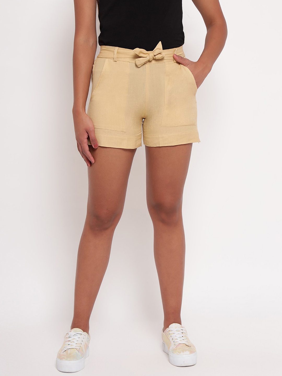 

Aawari Women High-Rise Hot Pant, Beige