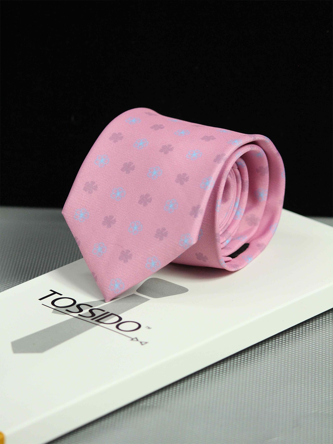 

Tossido Men Printed Broad Tie, Pink