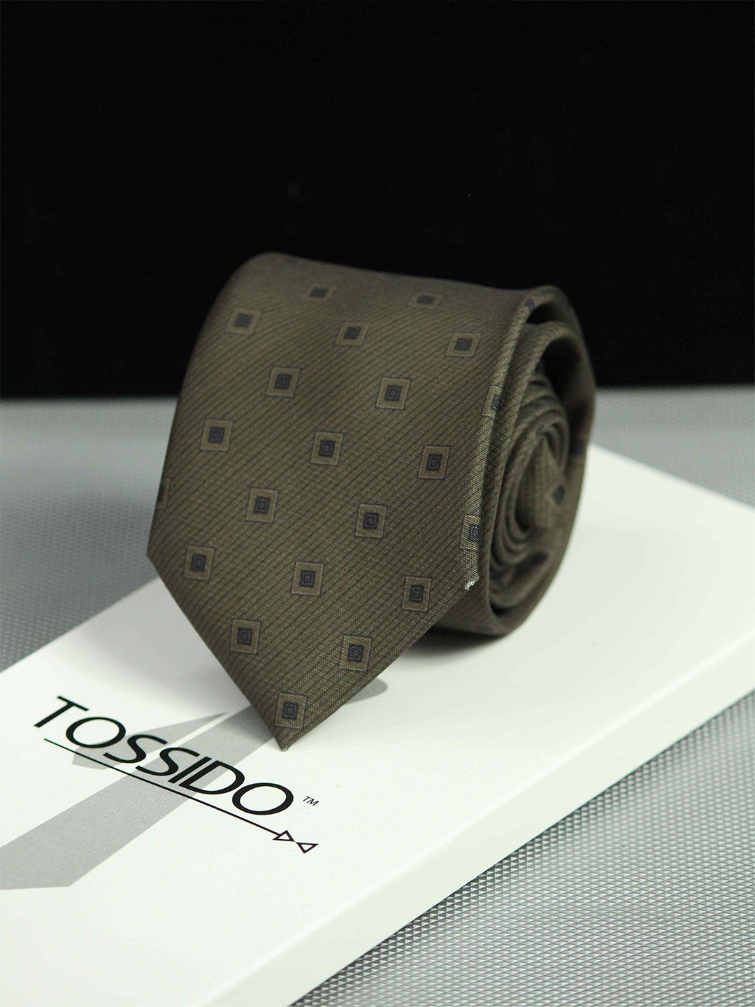 

Tossido Men Printed Broad Tie, Olive