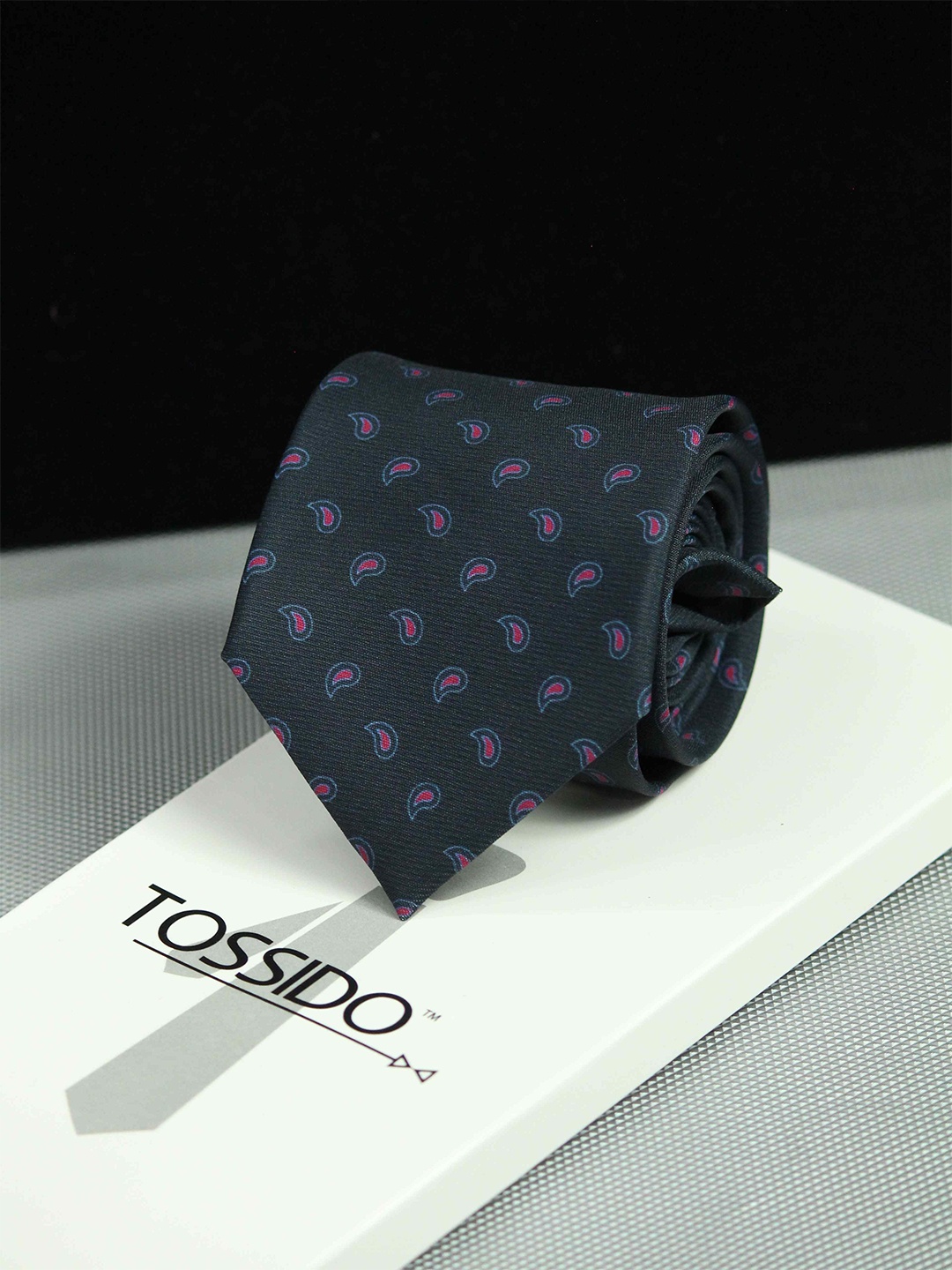 

Tossido Men Printed Broad Tie, Charcoal