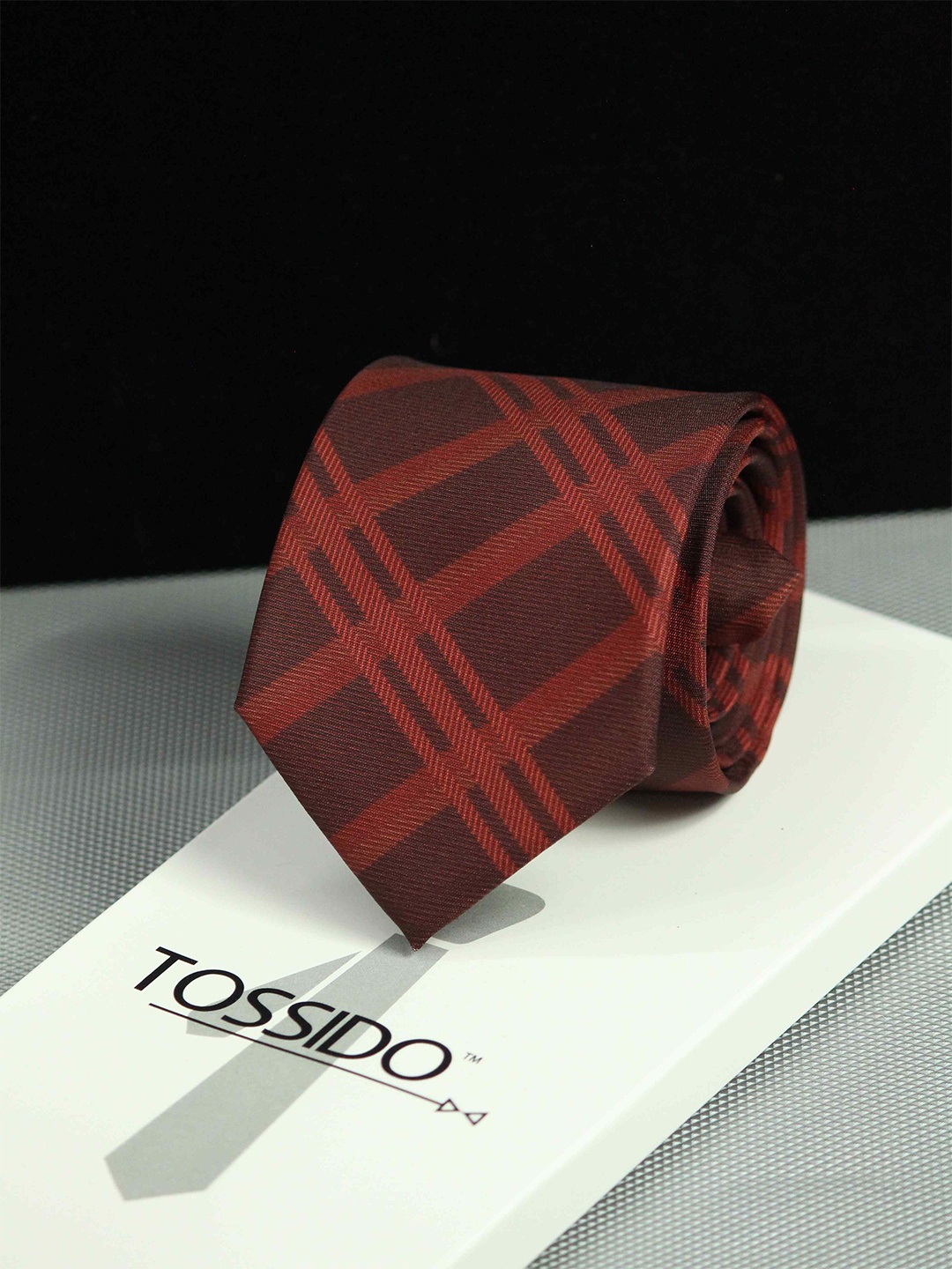 

Tossido Men Checked Broad Tie, Red