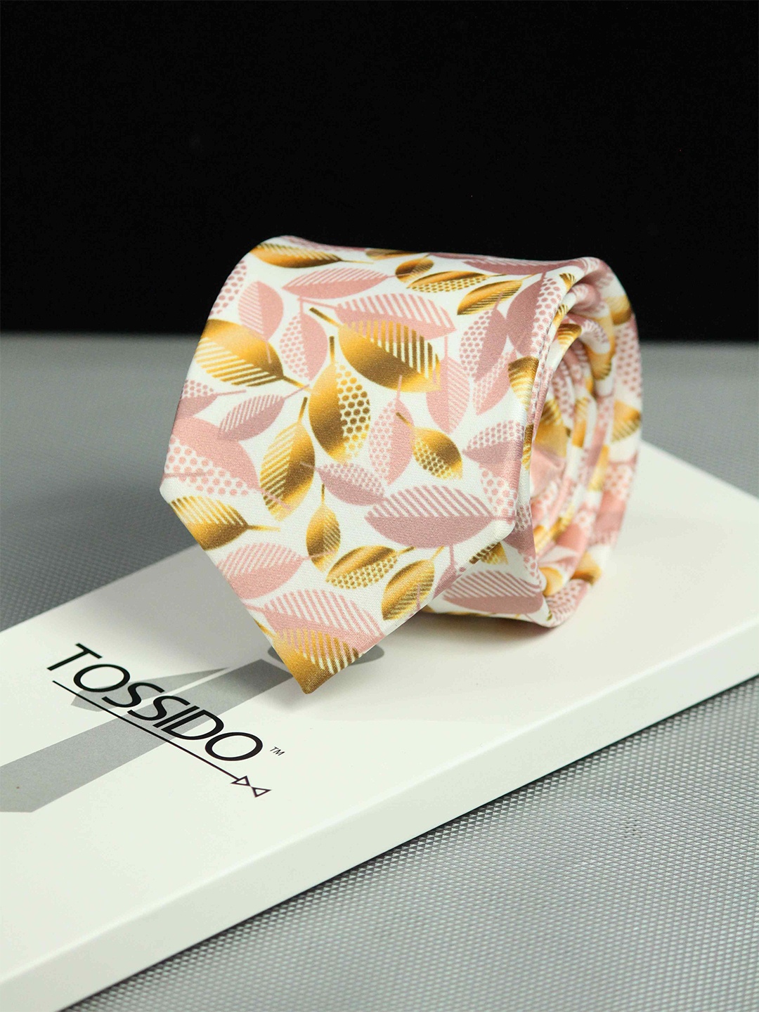 

Tossido Men Printed Broad Tie, Pink