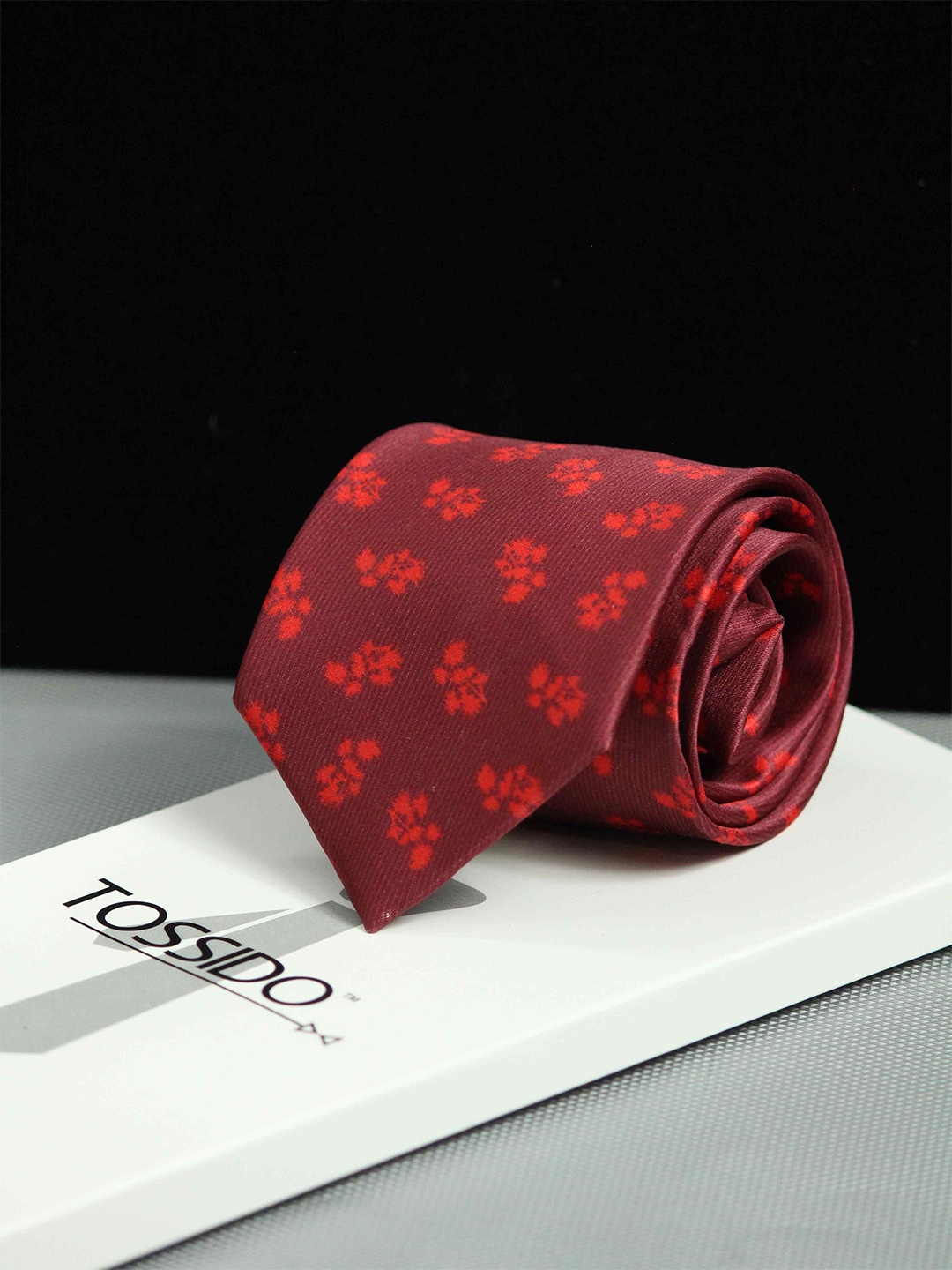 

Tossido Men Printed Broad Tie, Red
