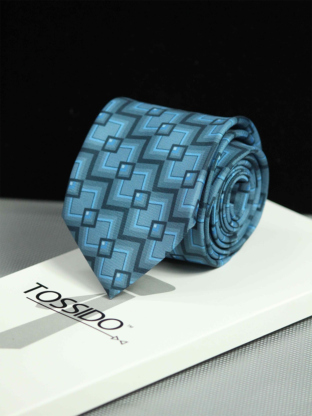 

Tossido Men Printed Broad Tie, Blue