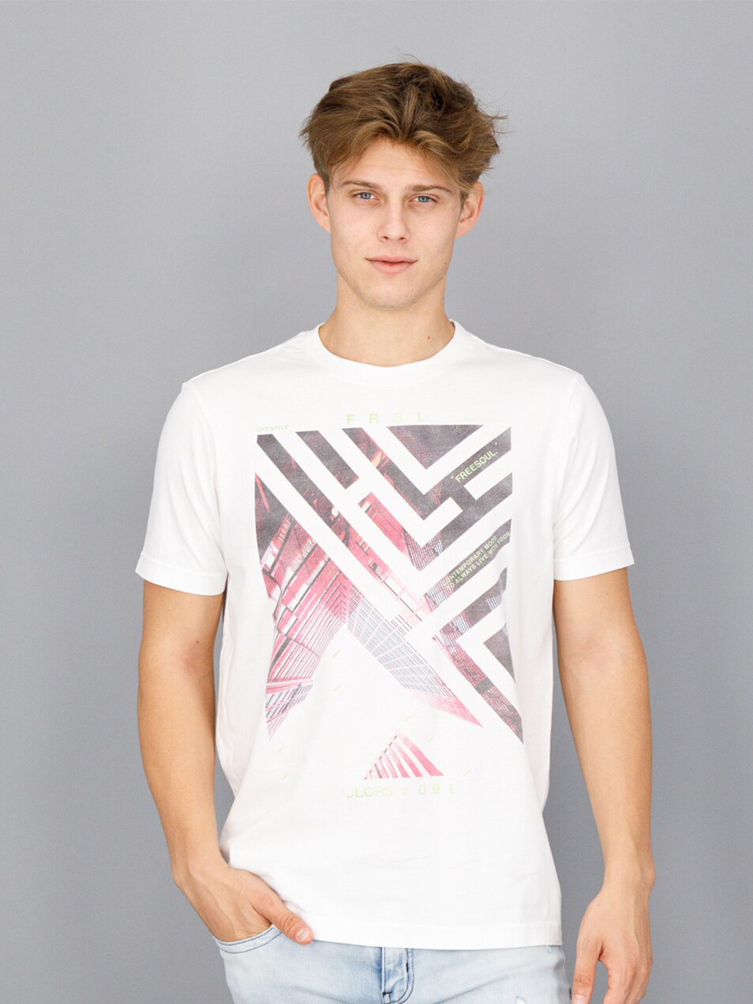 

FREESOUL Men White Printed T-shirt