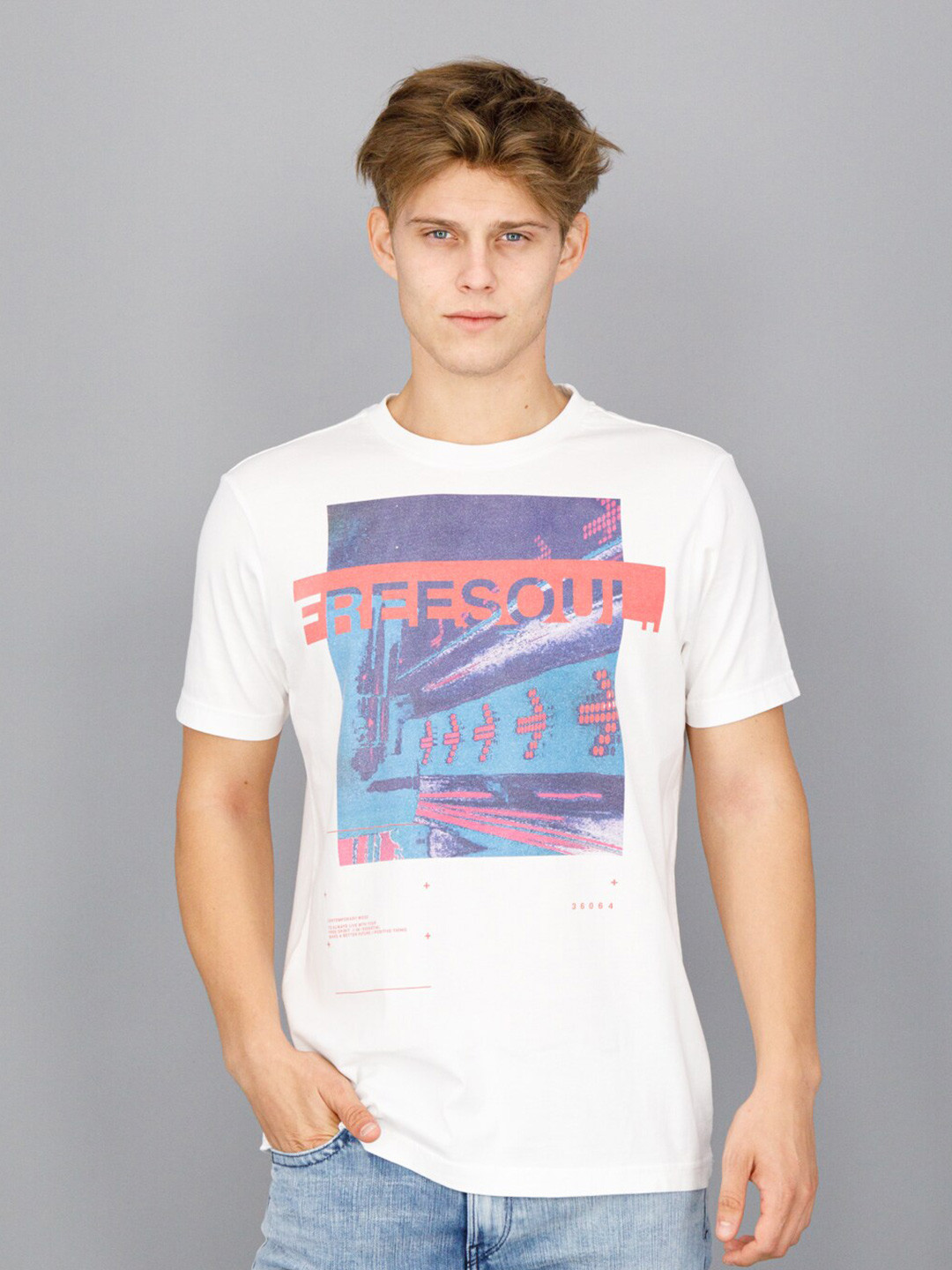 

FREESOUL Men White Printed T-shirt