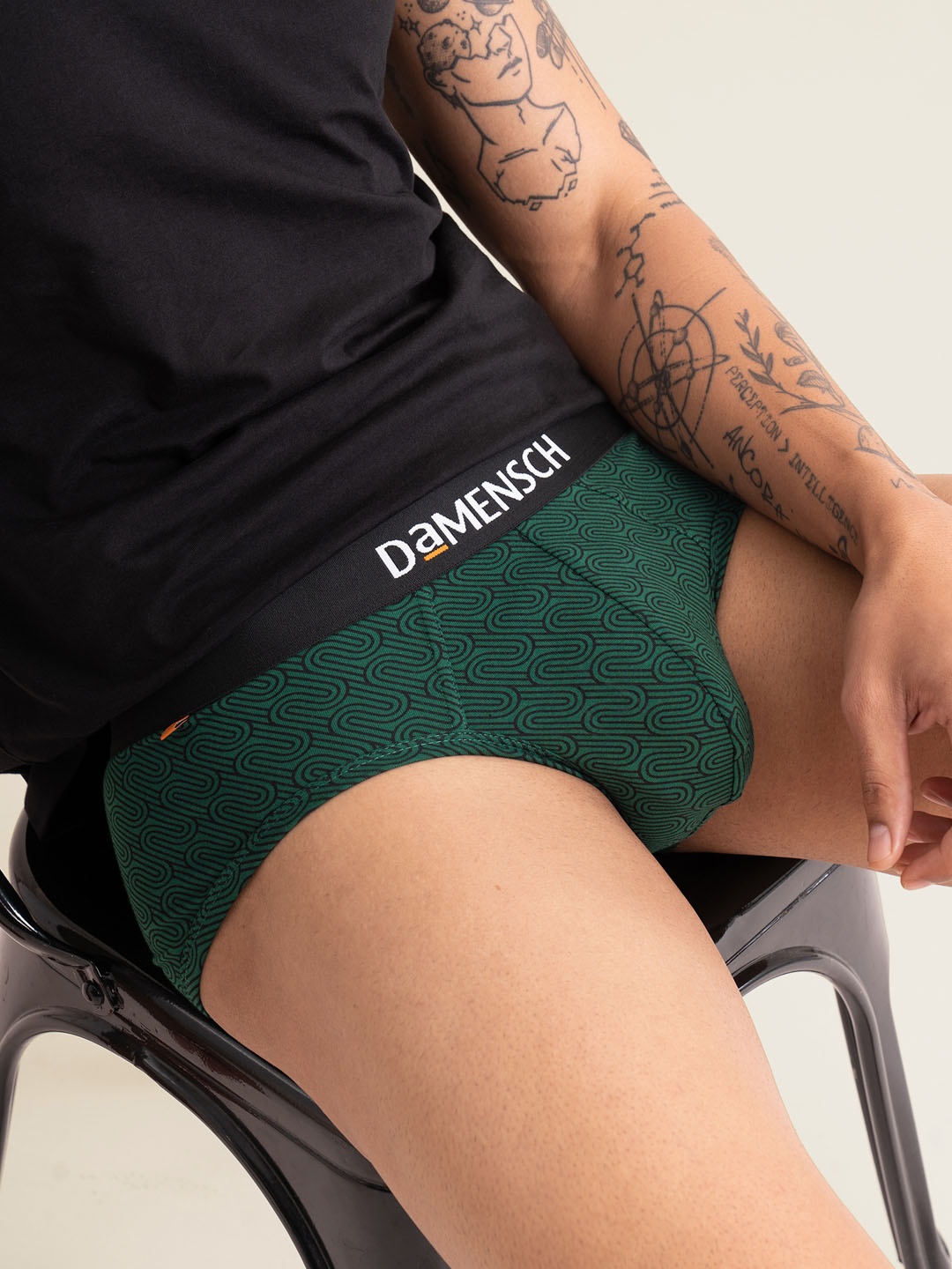 

DaMENSCH Men Printed Deo-Cotton Anti-Bacterial Moisture-Free Briefs, Green