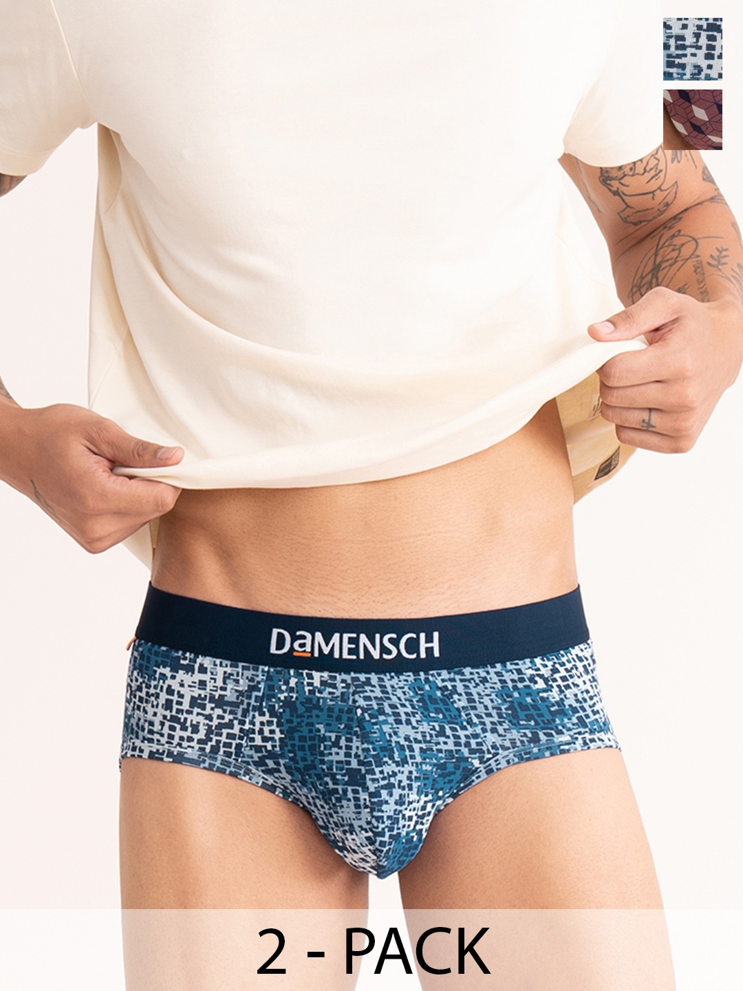 

DaMENSCH Men Pack of 2 Deo-Cotton Anti-Bacterial Moisture-Free Briefs DAM-CTPT-B-ERR-SHB, Red