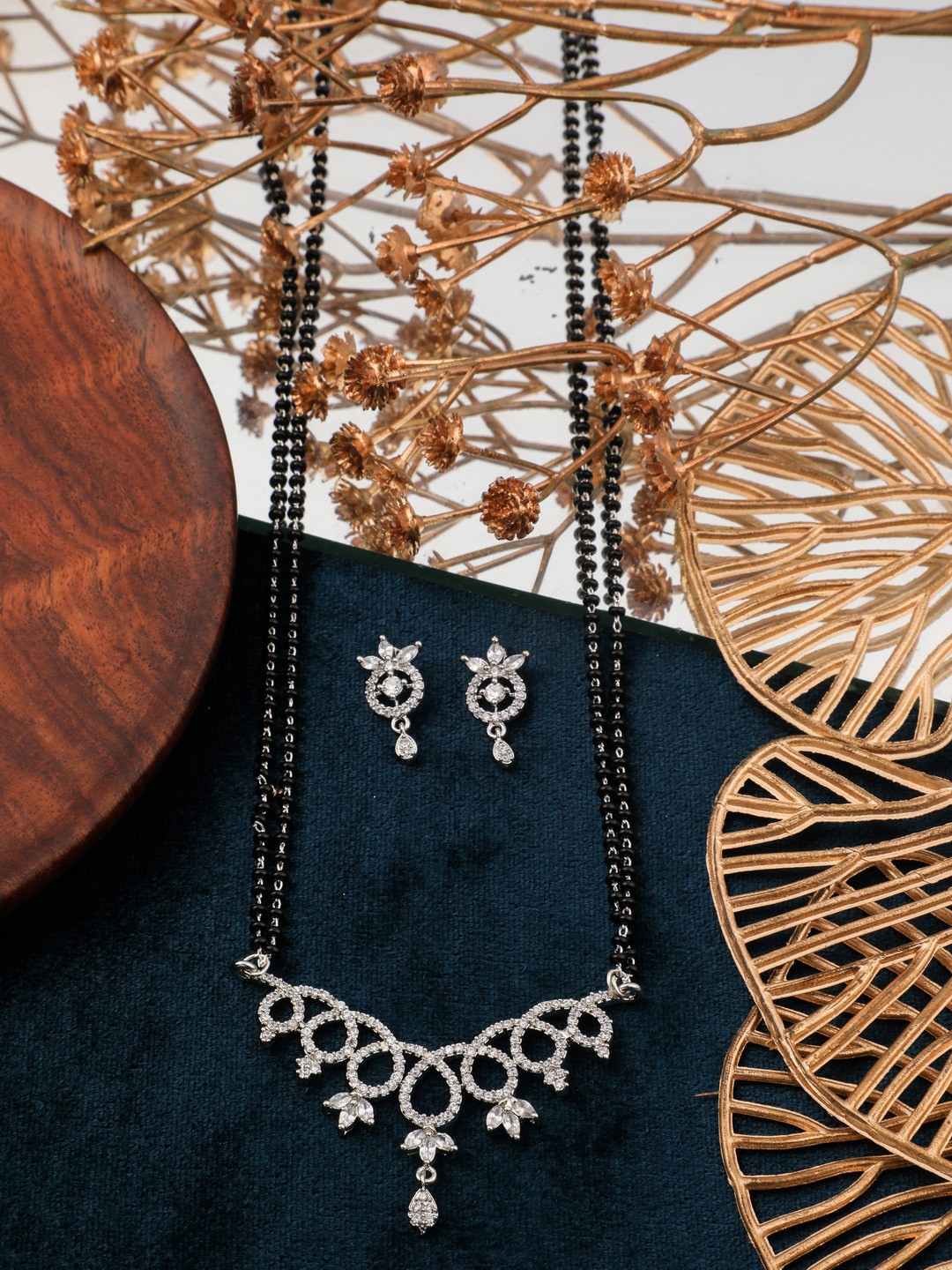 

Vita Bella Silver-Plated CZ-Studded Mangalsutra