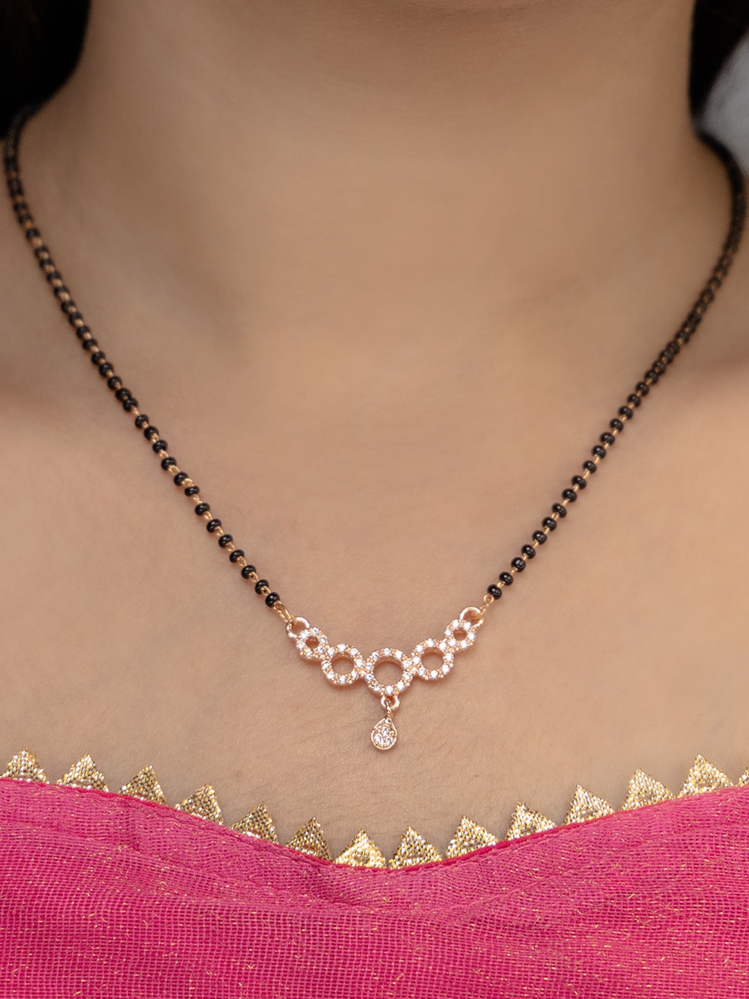 

Vita Bella Gold-Plated Stone Studded & Beaded Mangalsutra