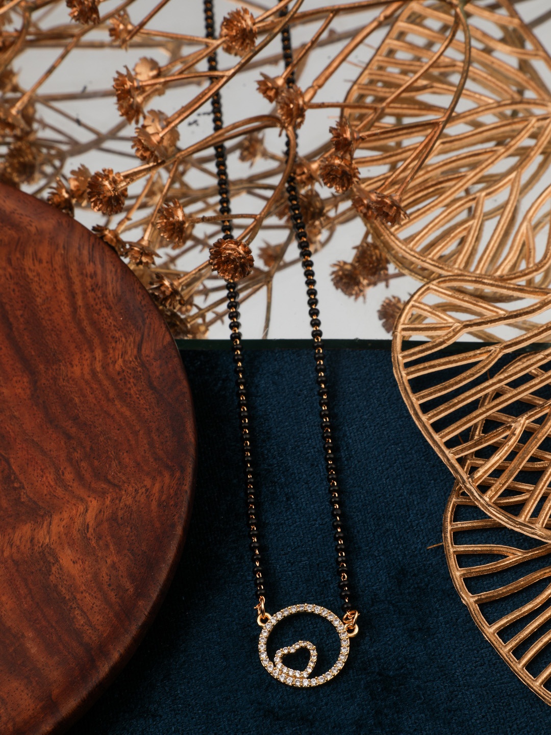 

Vita Bella Gold-Plated Stone Studded & Beaded Mangalsutra