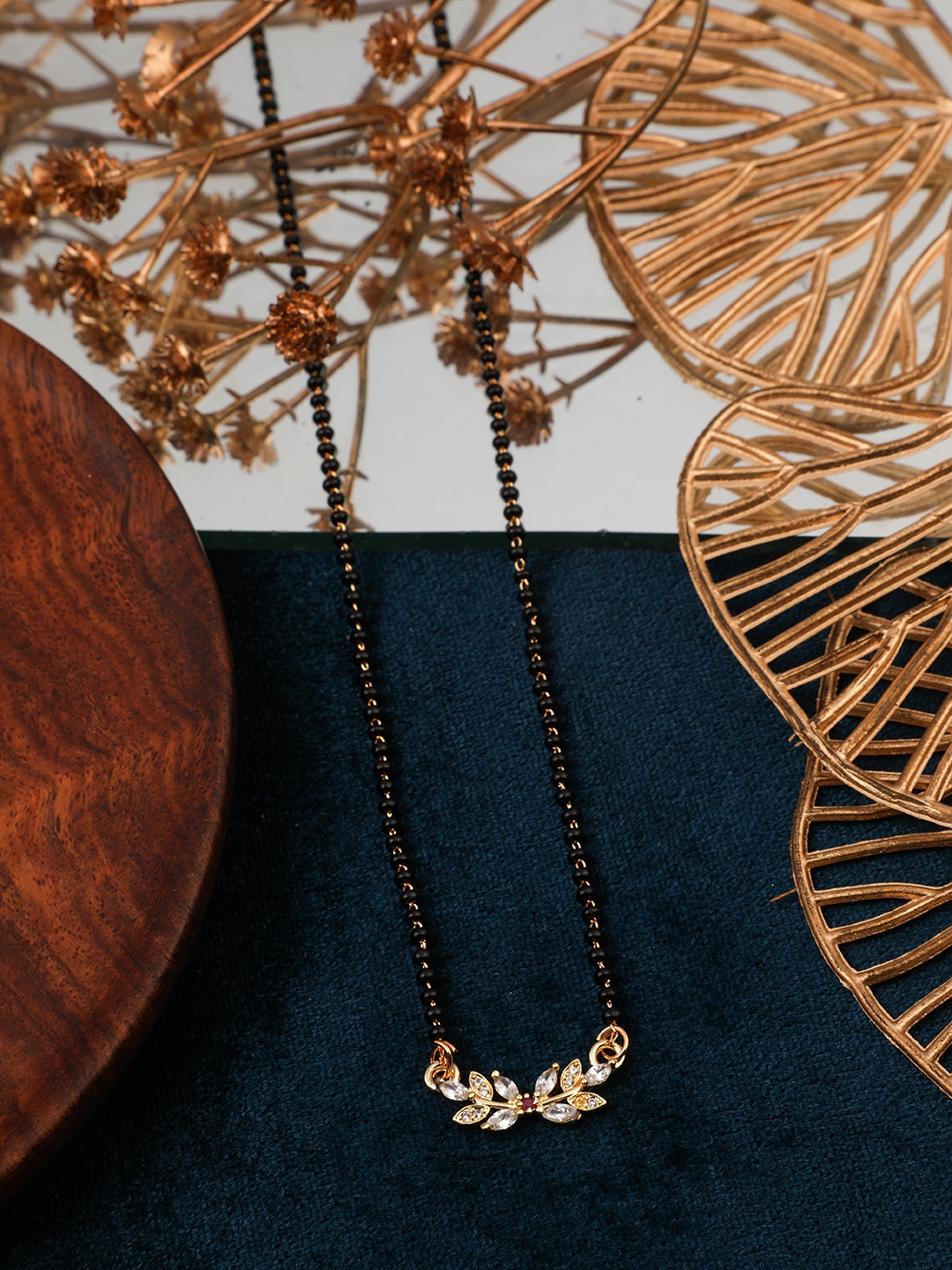 

Vita Bella Gold-Plated Stone Studded & Beaded Mangalsutra