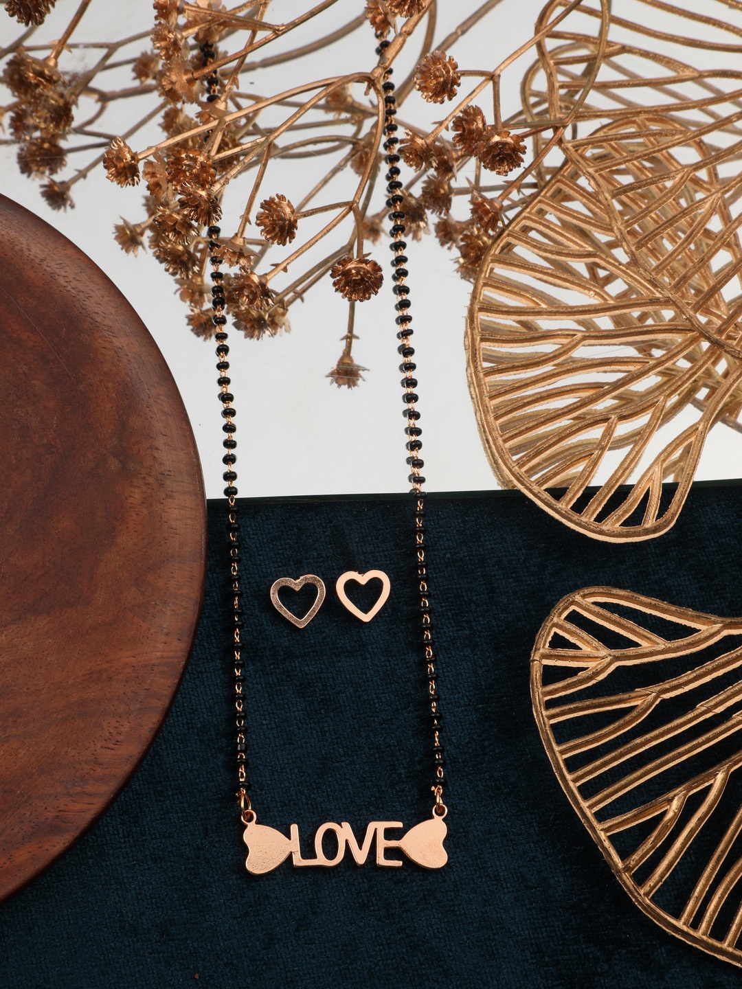 

Vita Bella Rose-Gold Plated Mangalsutra With Earring's