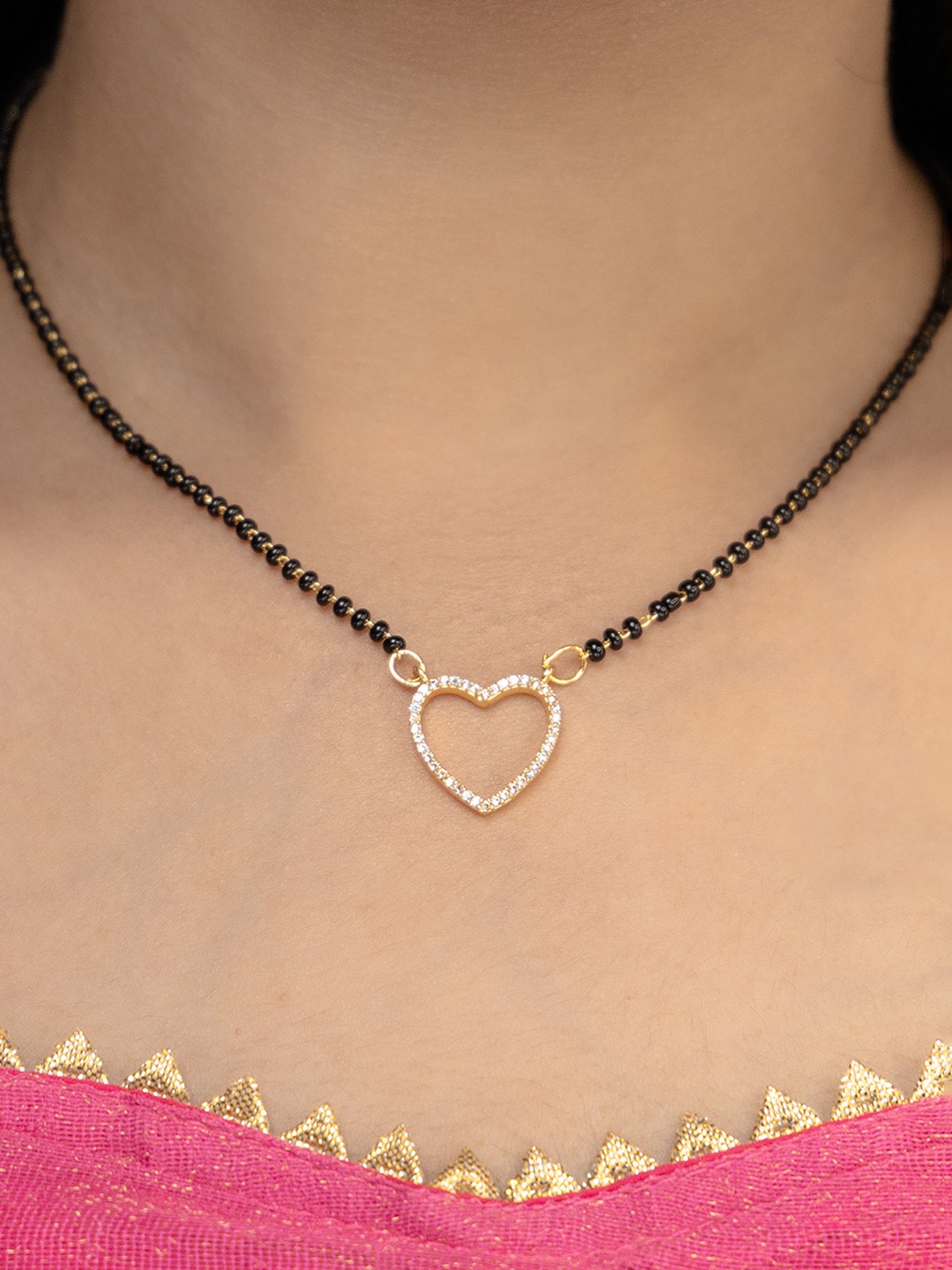 

Vita Bella Gold-Plated Stone Studded & Beaded Mangalsutra