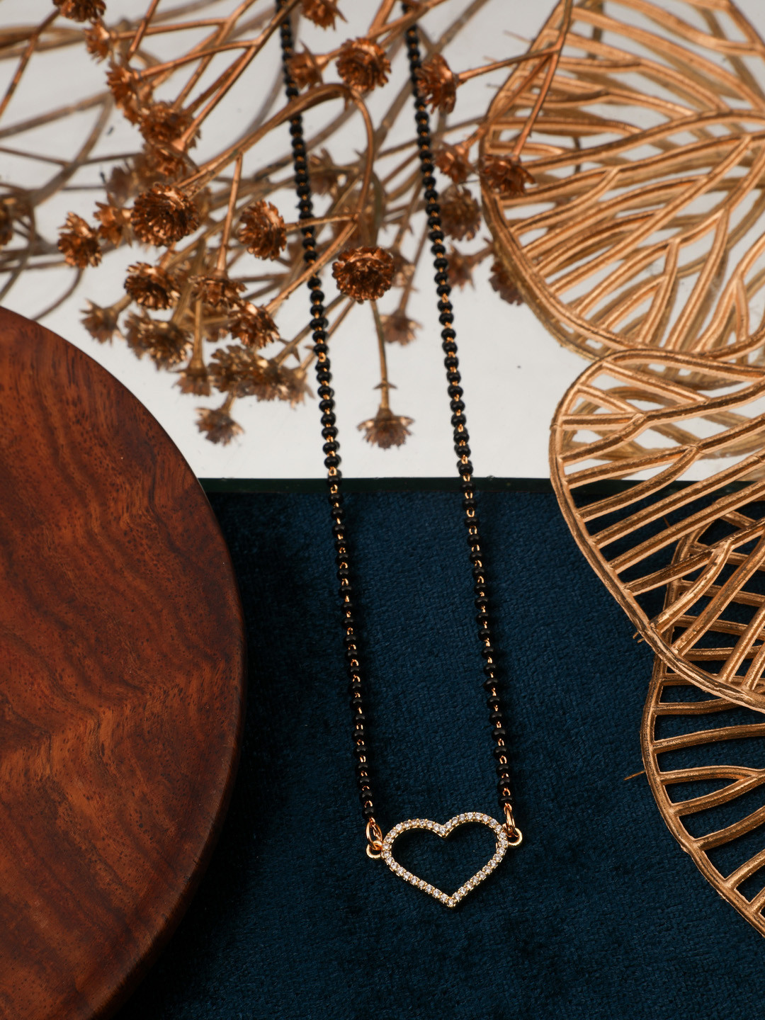 

Vita Bella Gold-Plated Stone Studded & Beaded Mangalsutra