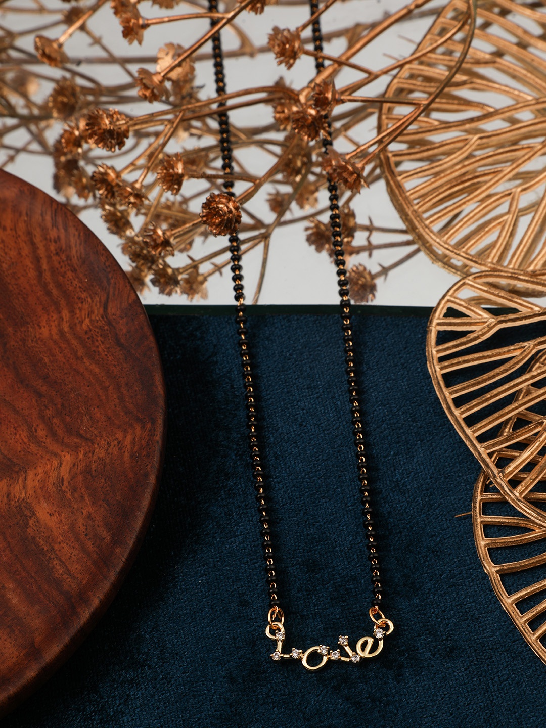 

Vita Bella Gold-Plated Stone Studded & Beaded Mangalsutra