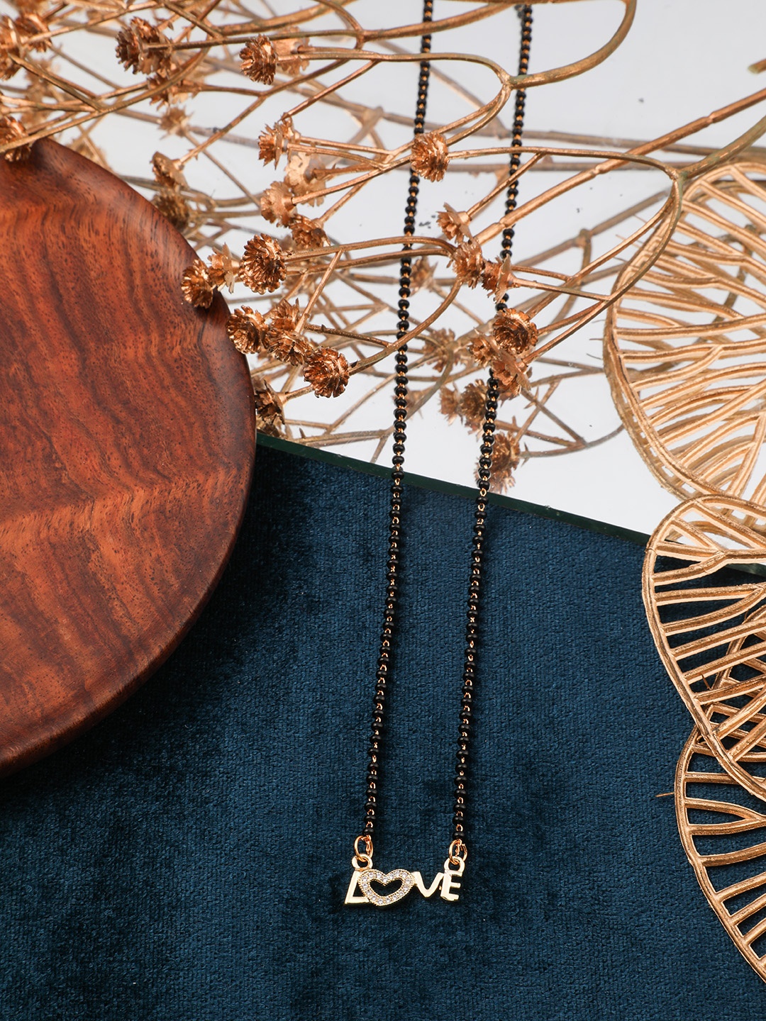 

Vita Bella Gold-Plated Stone Studded & Beaded Mangalsutra