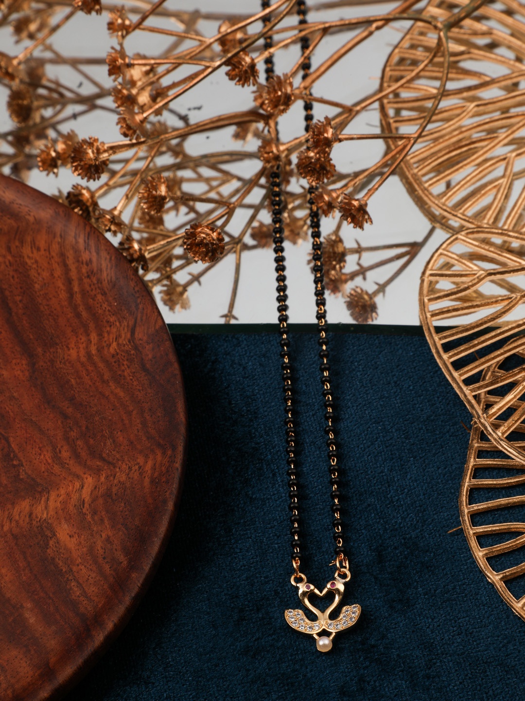 

Vita Bella Gold-Plated Stone Studded & Beaded Mangalsutra