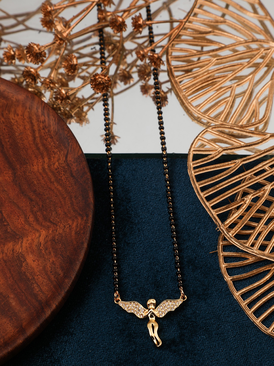 

Vita Bella Gold-Plated Stone Studded & Beaded Mangalsutra