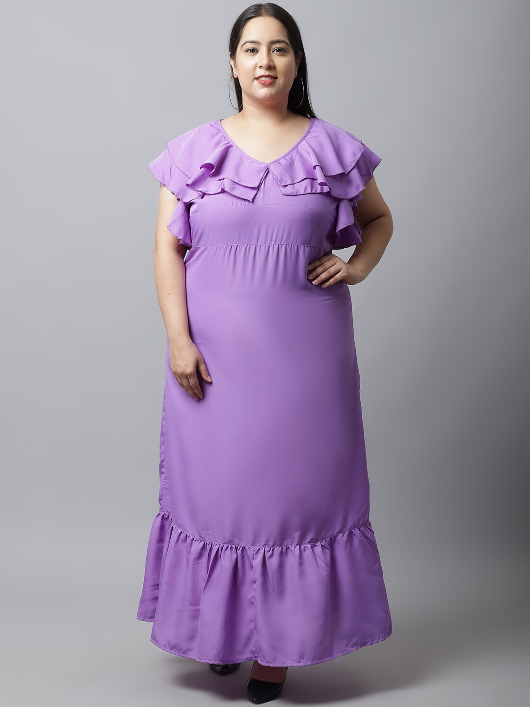 

Flambeur Plus Size Women Crepe Maxi Dress, Purple