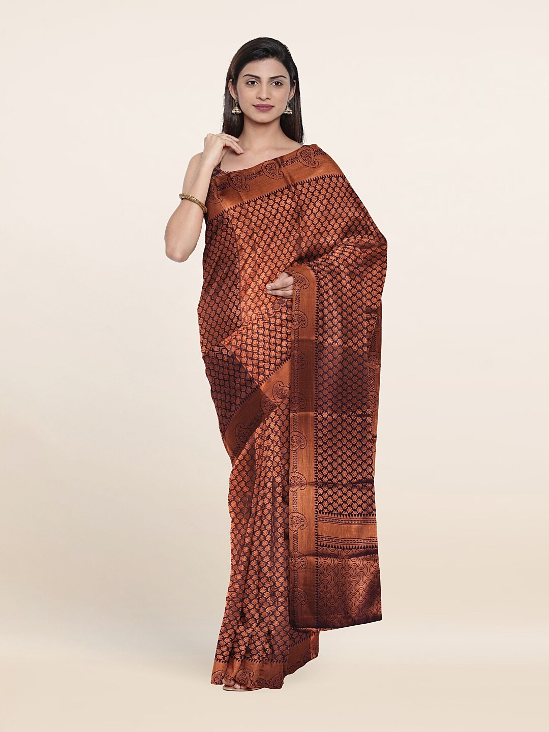 

Pothys Violet & Copper-Toned Woven Design Zari Art Silk Saree