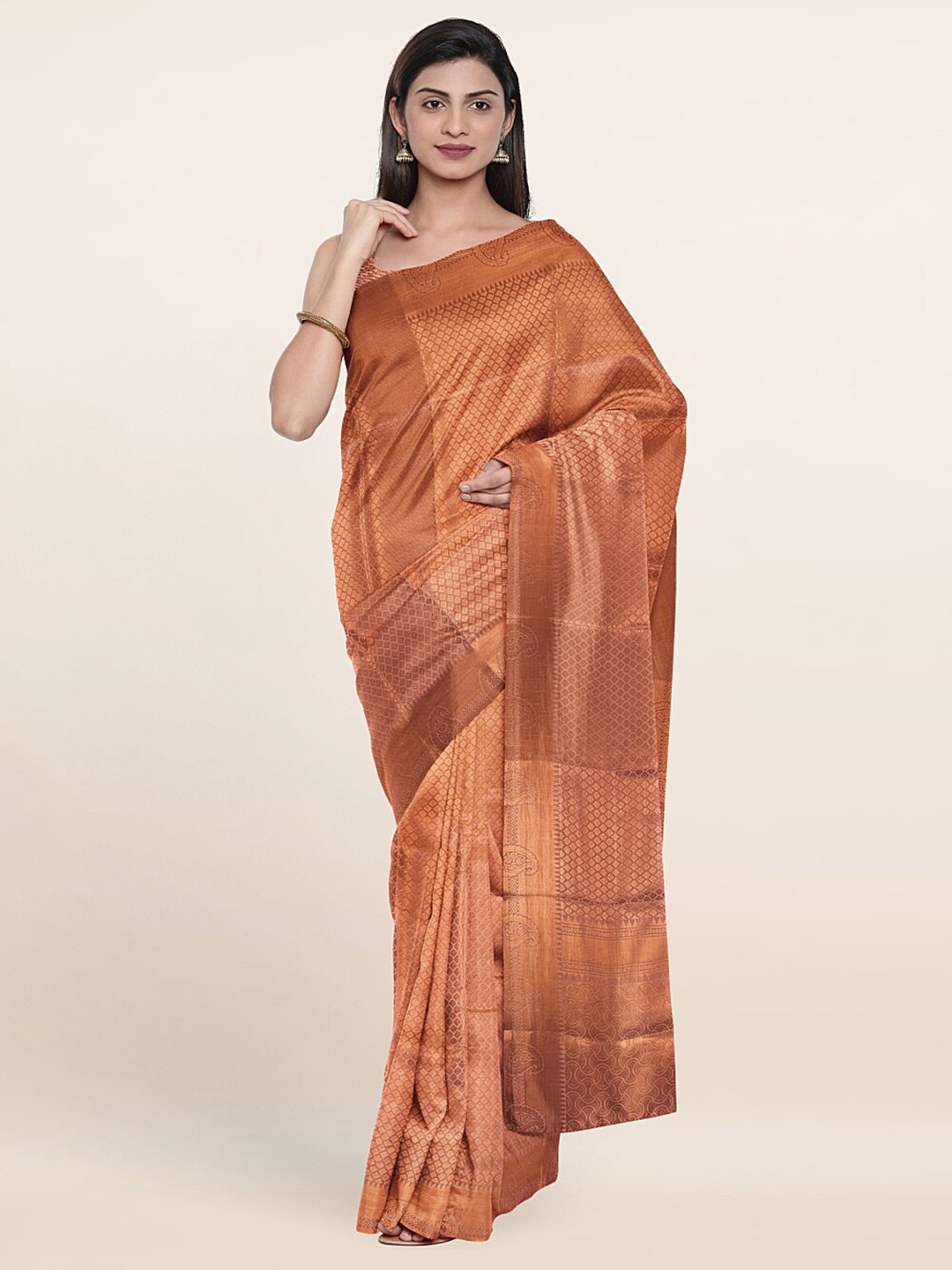 

Pothys Peach-Coloured Ethnic Motifs Zari Art Silk Saree