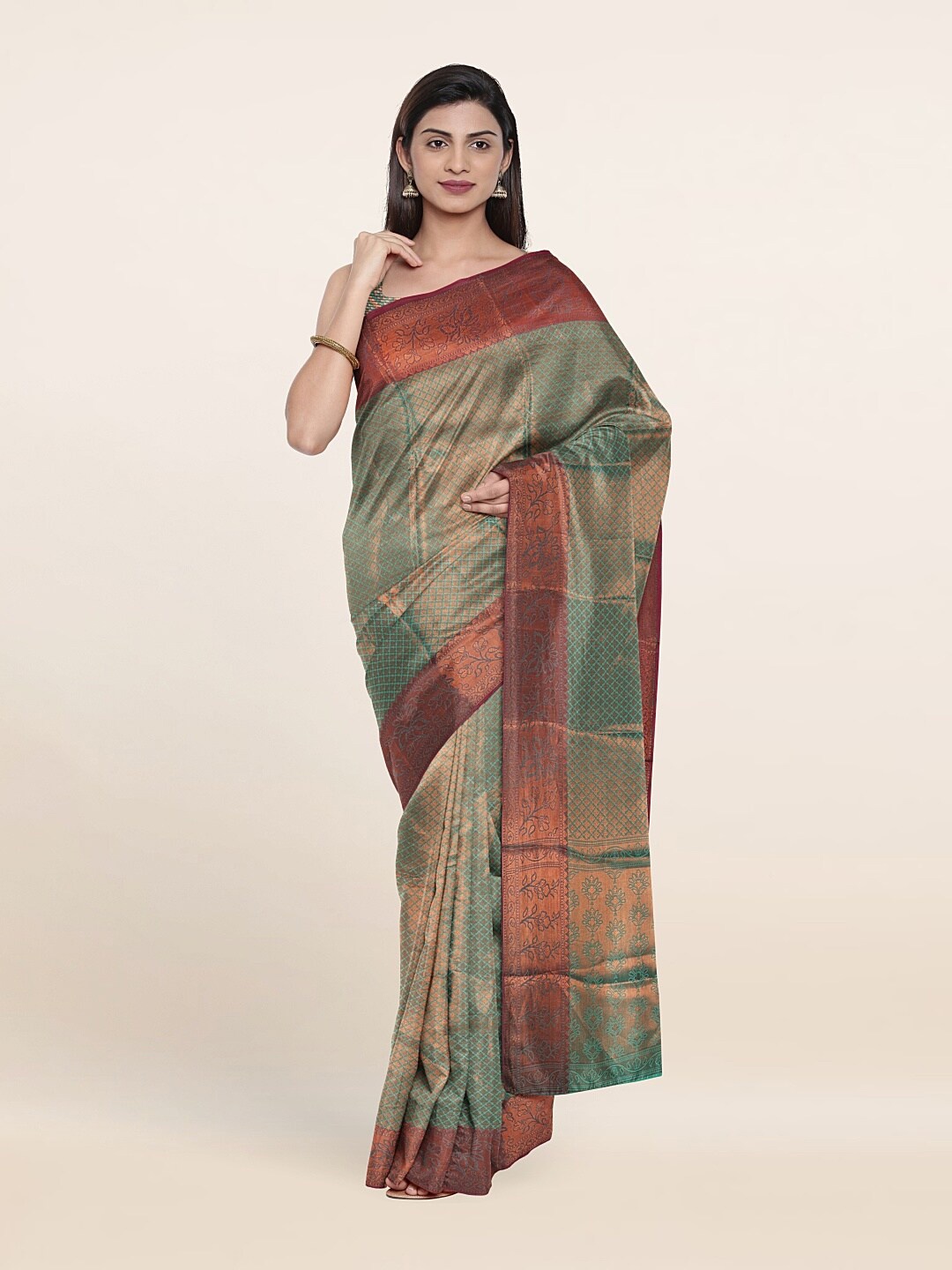 

Pothys Green And Maroon Woven Design Zari Art Silk Saree