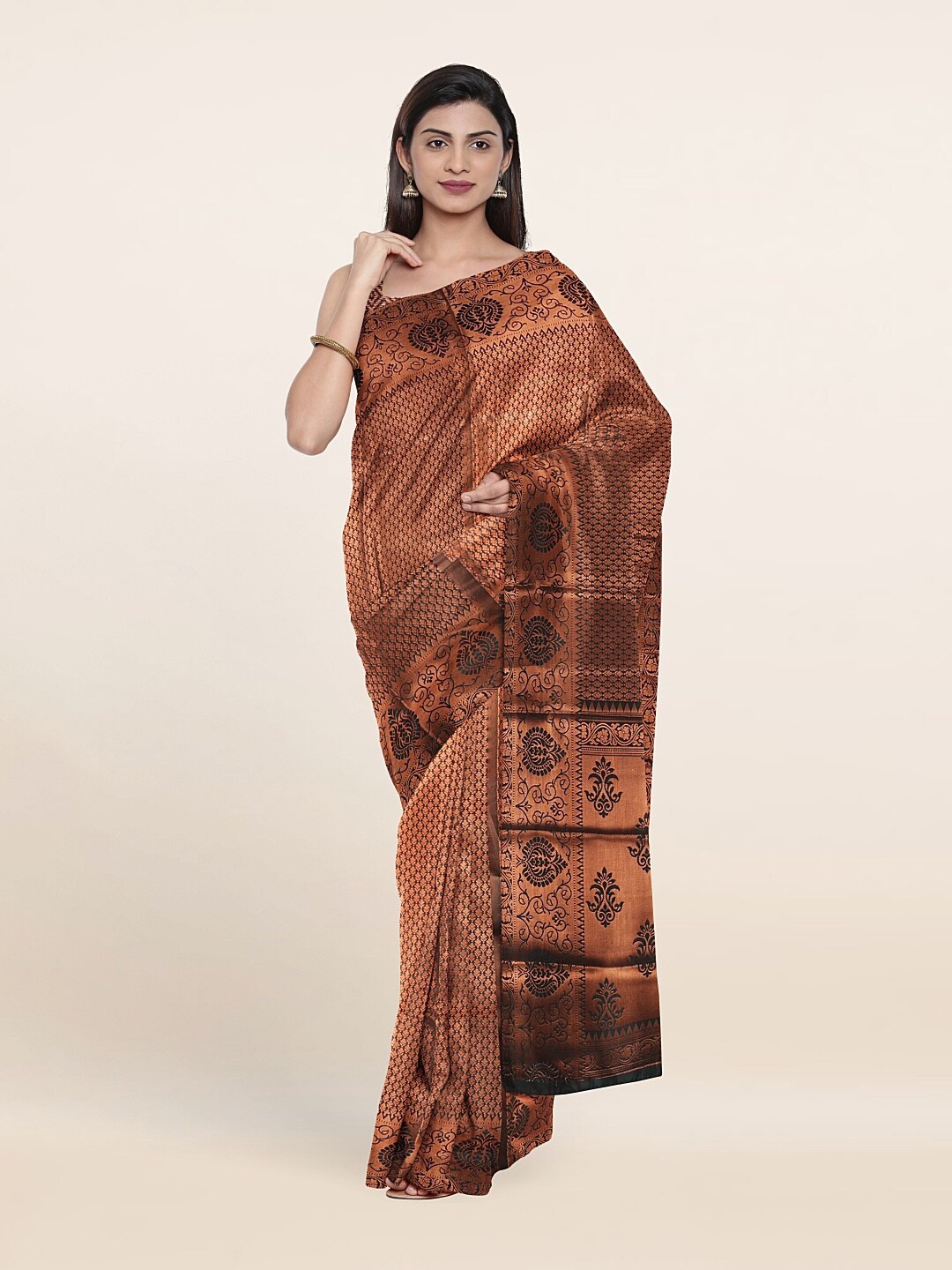 

Pothys Green & Copper-Toned Woven Design Zari Art Silk Saree