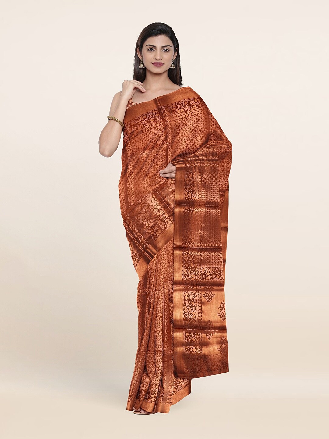

Pothys Rust & Copper-Toned Woven Design Art Silk Saree