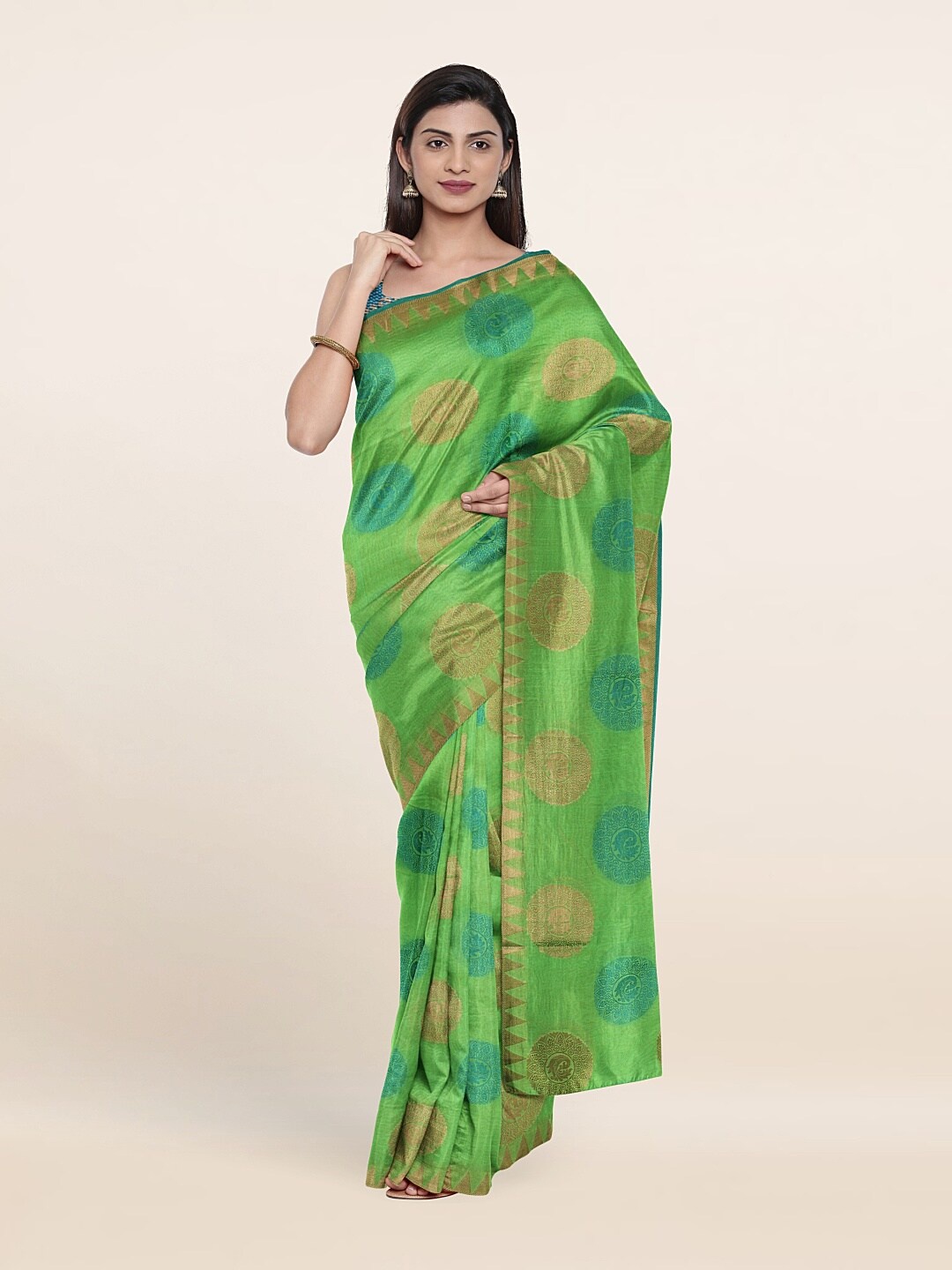 

Pothys Green Ethnic Motifs Zari Saree
