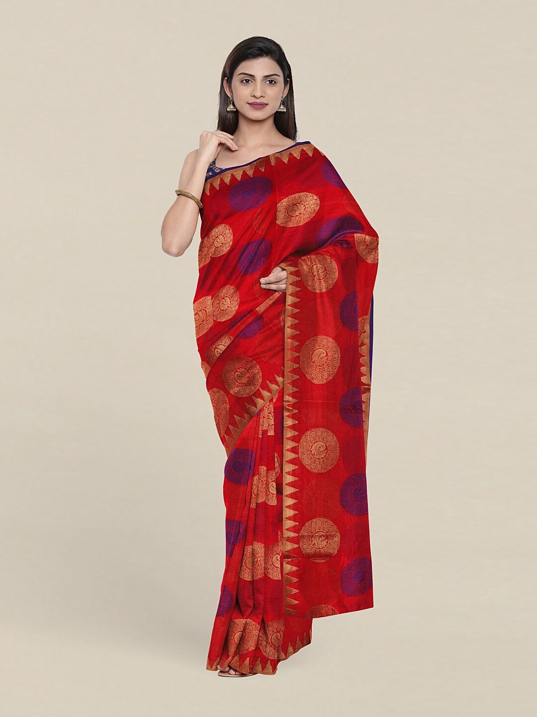 

Pothys Pink & Purple Woven Design Zari Saree