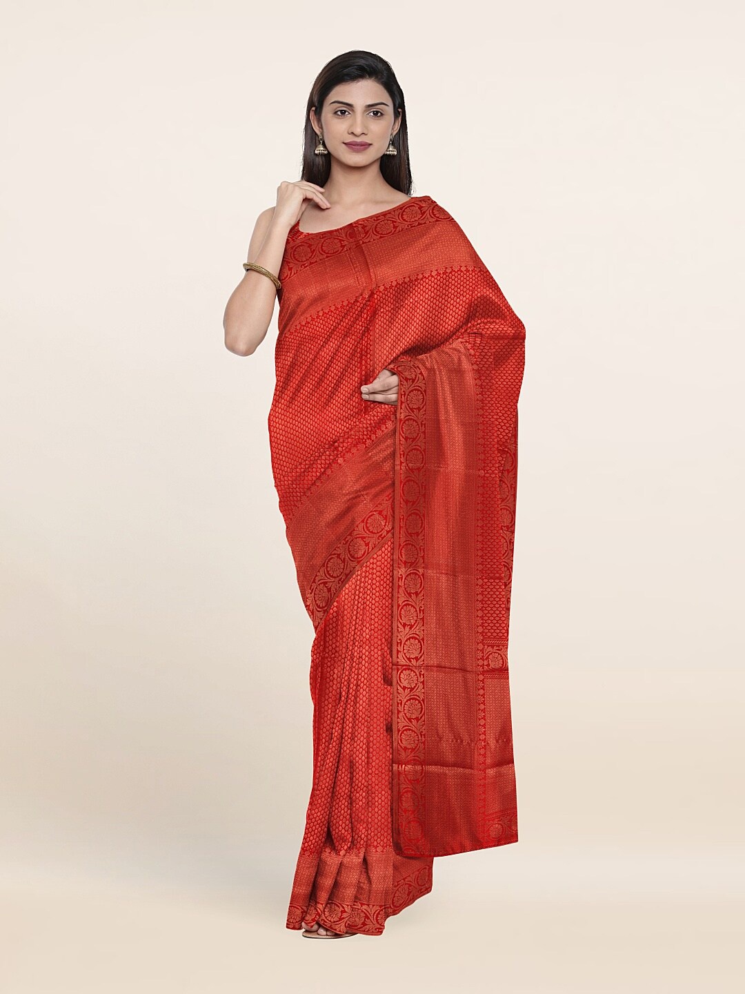 

Pothys Red Woven Design Art Silk Saree