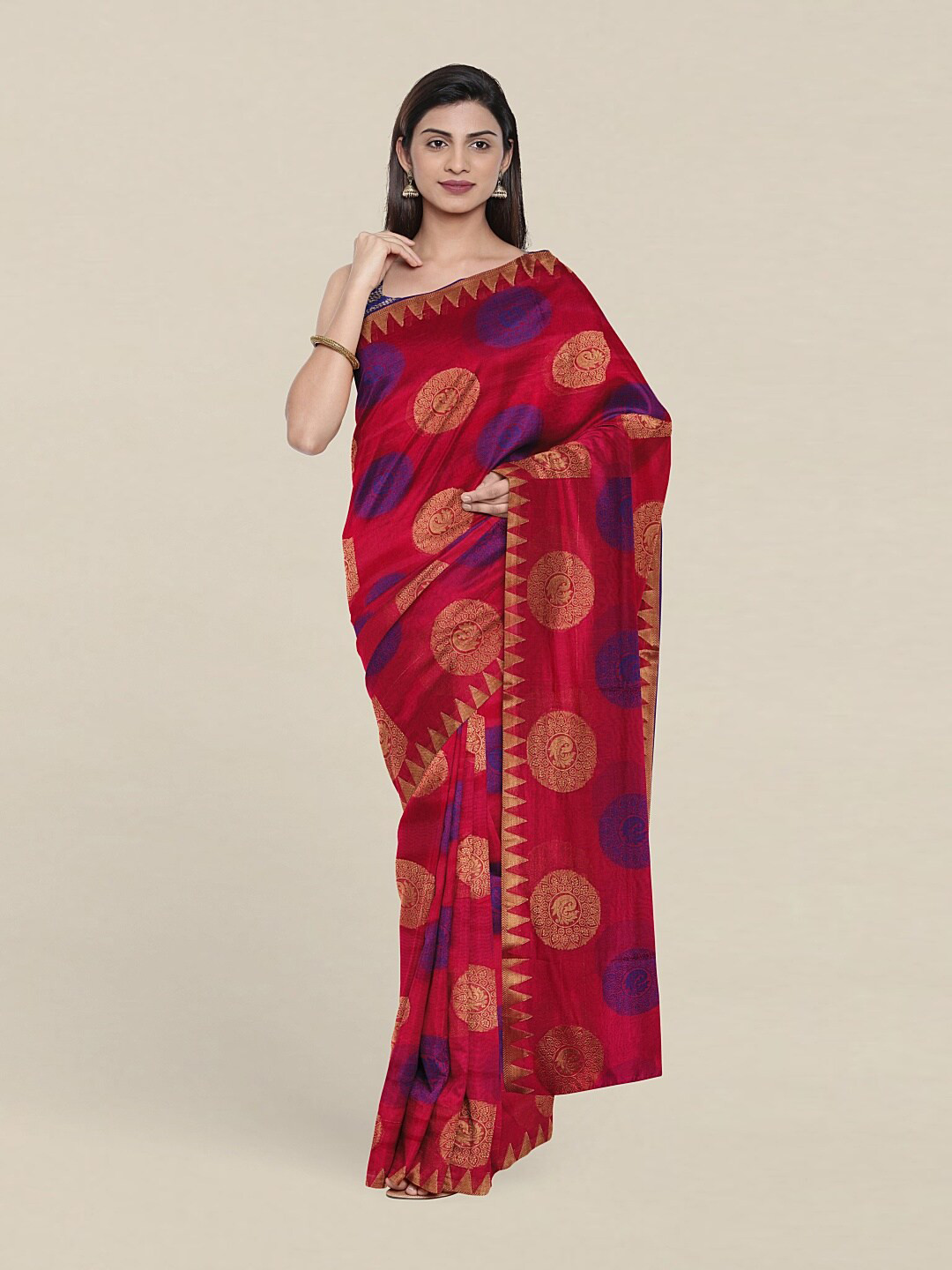 

Pothys Pink & Purple Woven Design Zari Saree