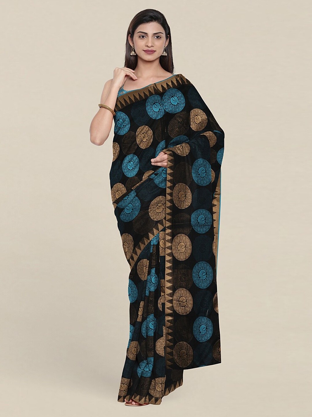 

Pothys Black & Blue Woven Design Zari Saree