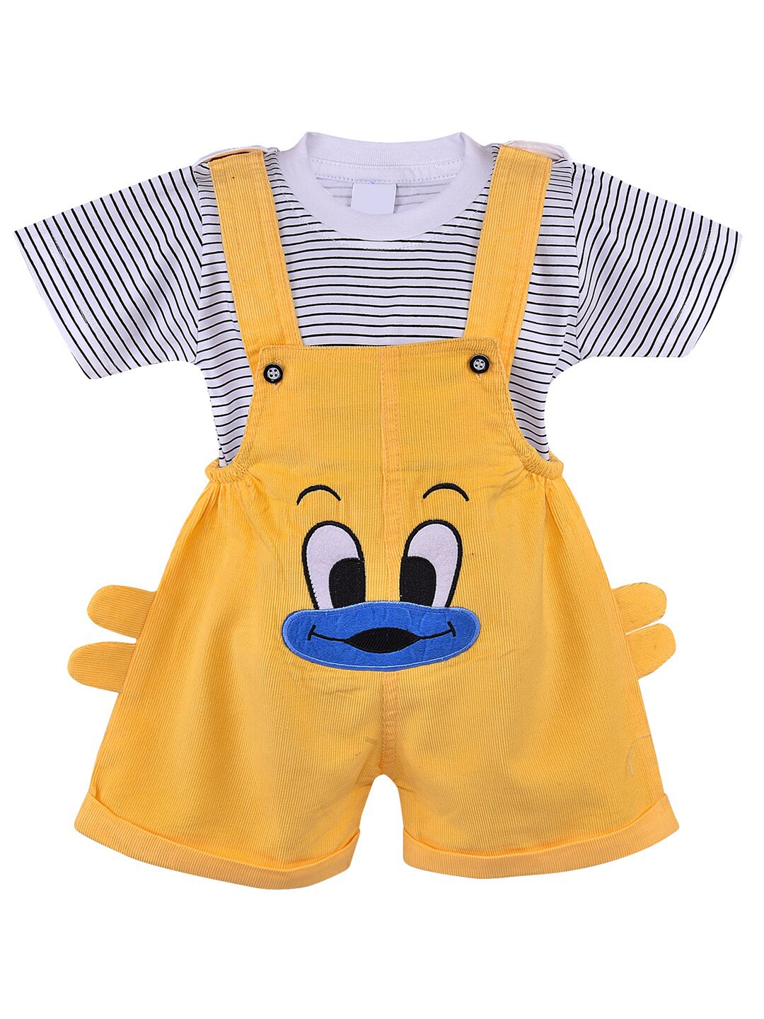 

Wish Karo Boys Yellow & White Striped T-shirt with Shorts