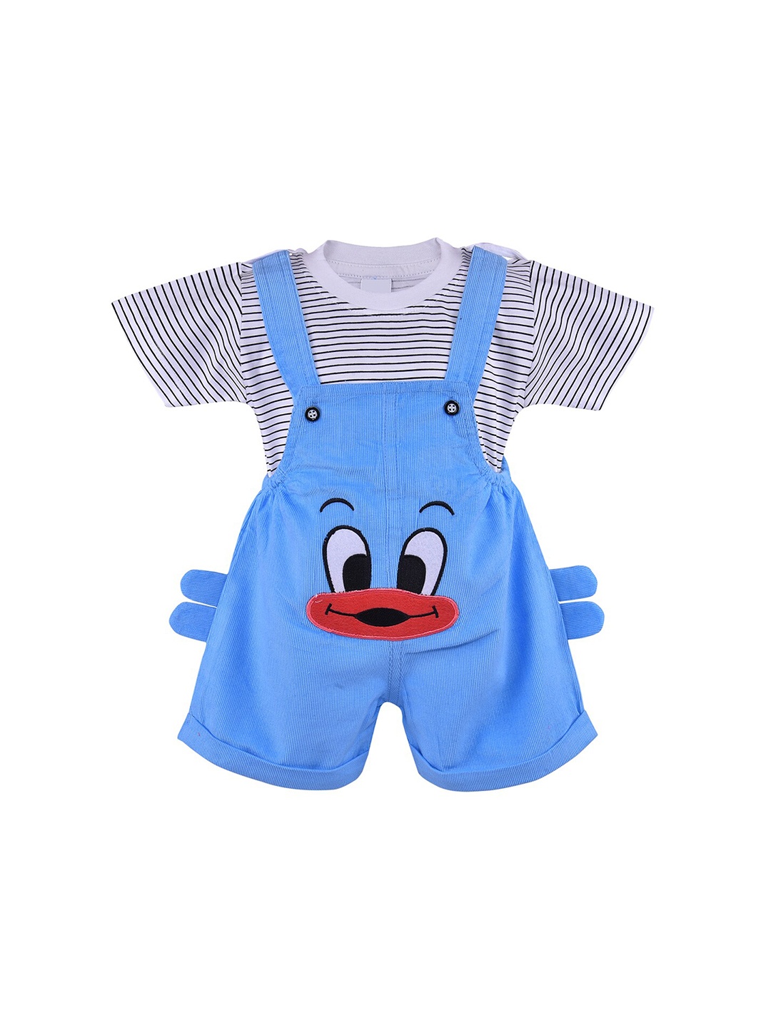 

Wish Karo Boys Blue & White Striped T-shirt with Shorts