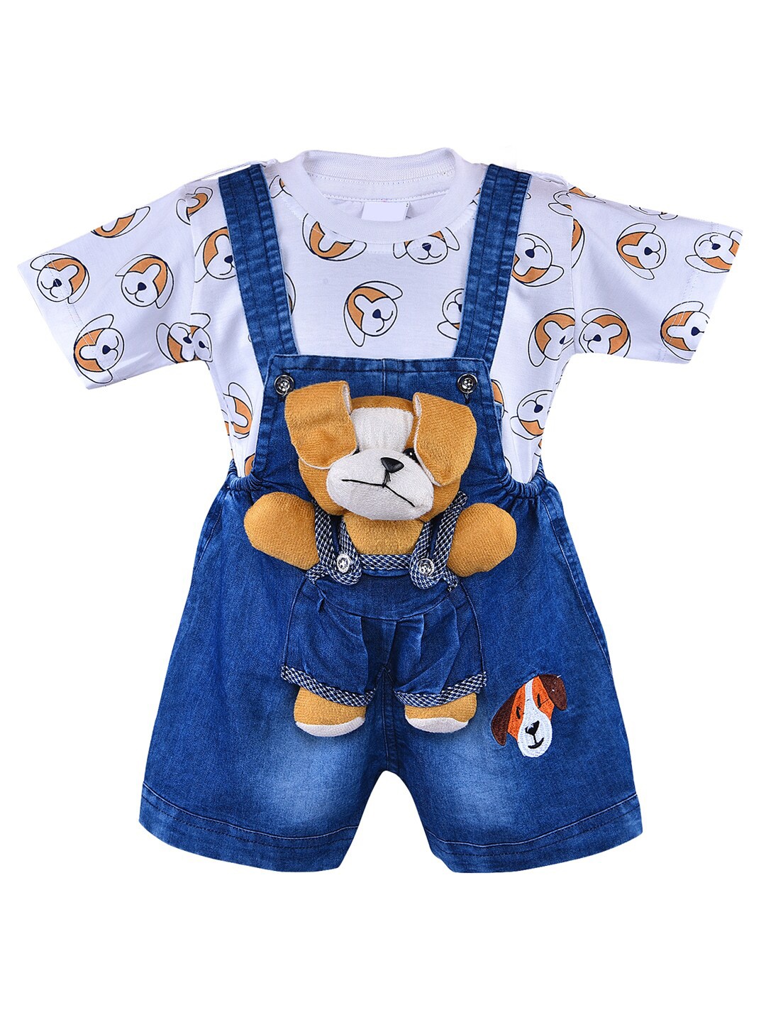 

Wish Karo Boys White & Blue Printed T-shirt with Shorts