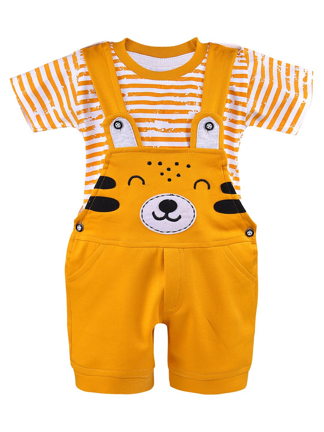 

Wish Karo Boys Mustard & White Striped T-shirt with Shorts