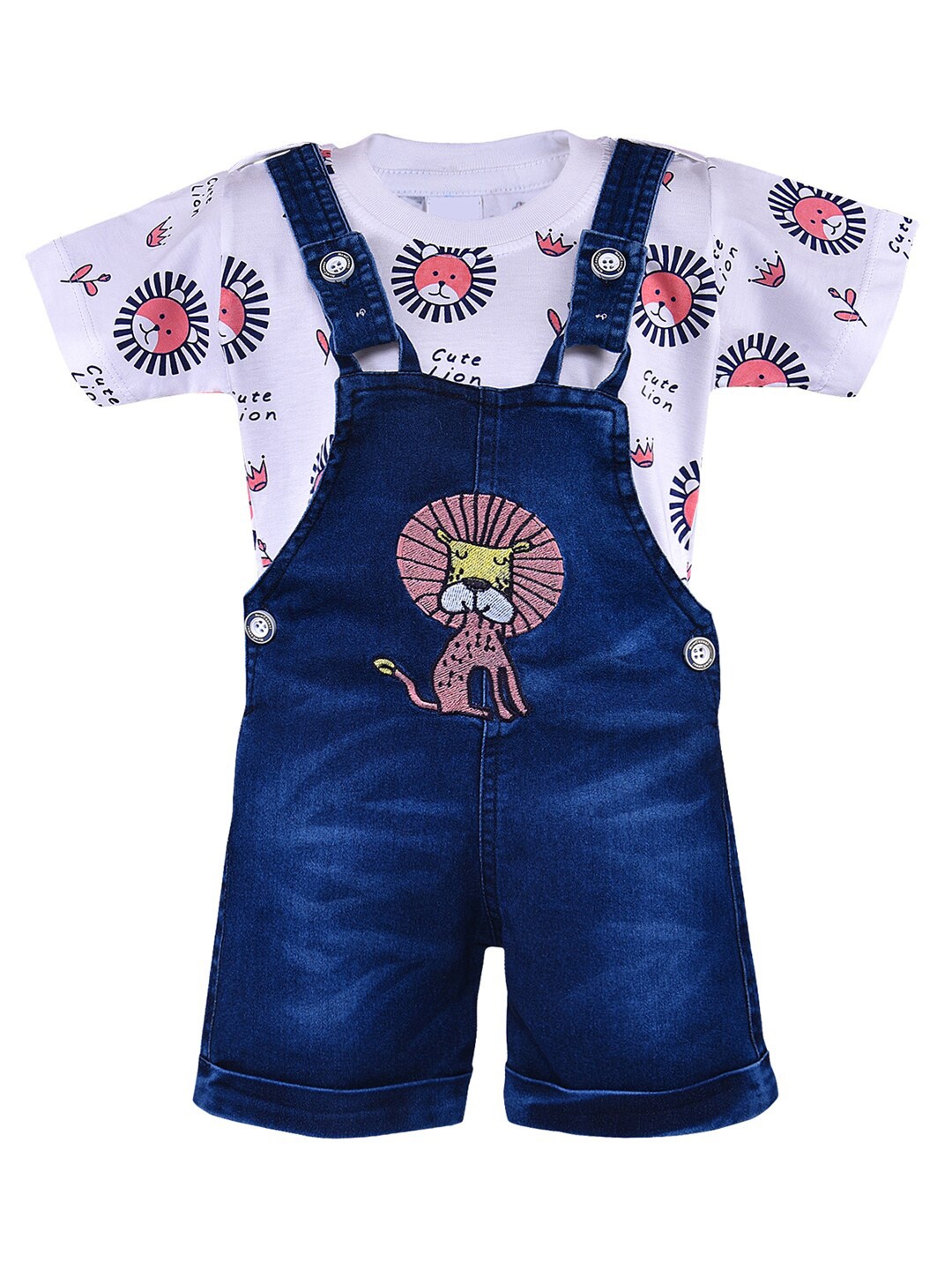 

Wish Karo Boys Peach-Coloured & White Printed T-shirt with Shorts