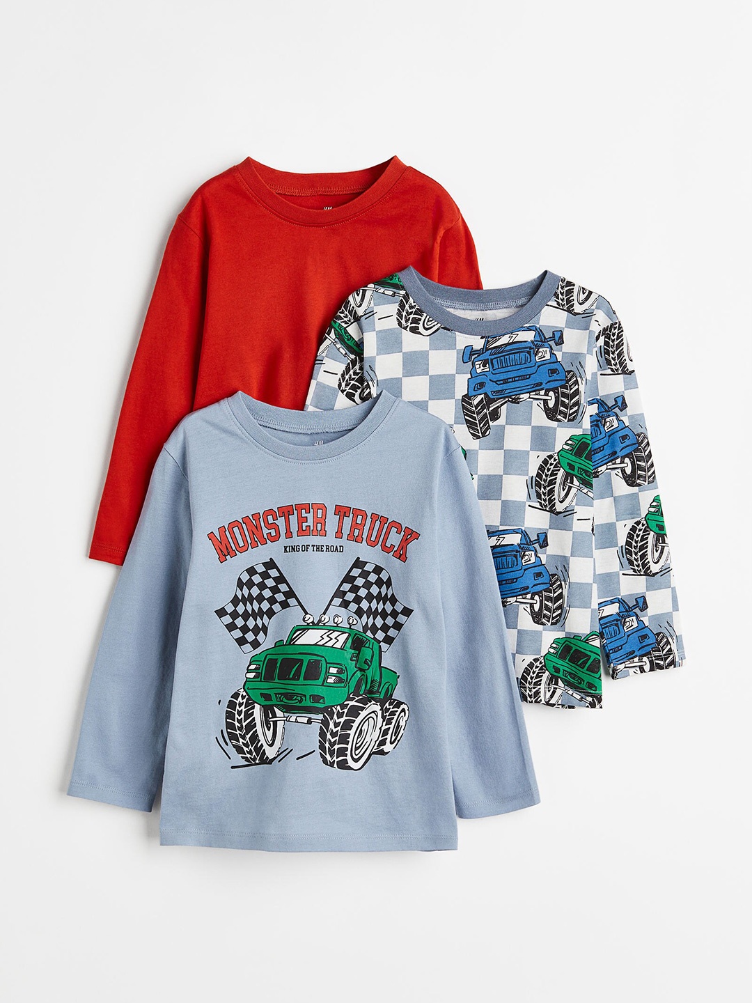 

H&M Boys 3-Pack Cotton Jersey Tops, Blue