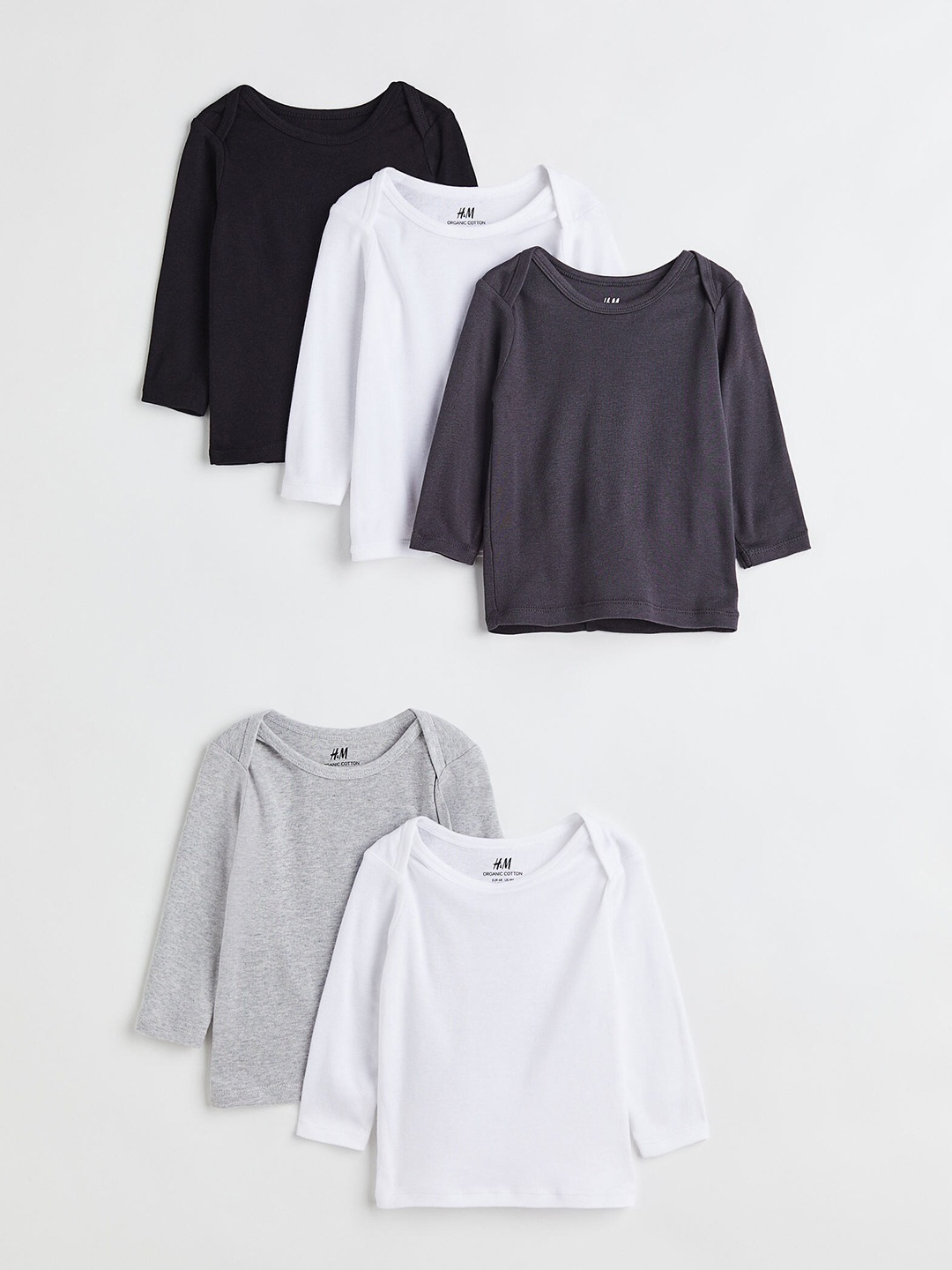 

H&M Boys Pack Of 5 Solid Pure Cotton T-shirt, Black