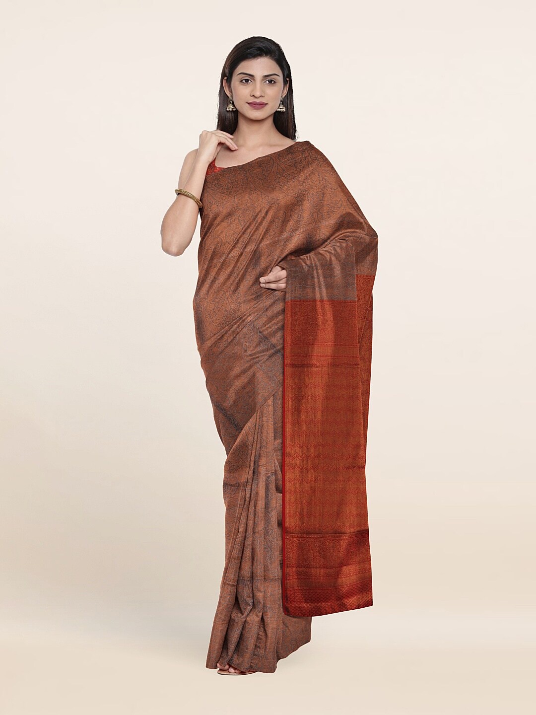 

Pothys Rust & Red Woven Design Zari Art Silk Saree