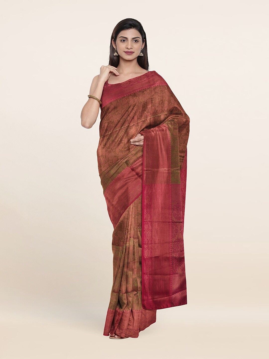 

Pothys Green & Red Woven Design Zari Art Silk Saree