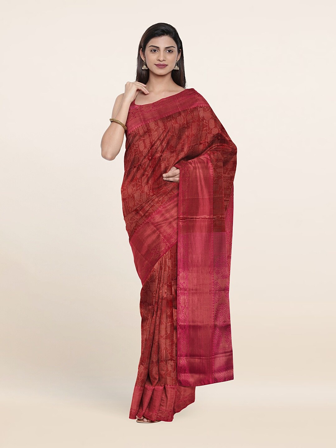 

Pothys Maroon & Pink Woven Design Zari Art Silk Saree