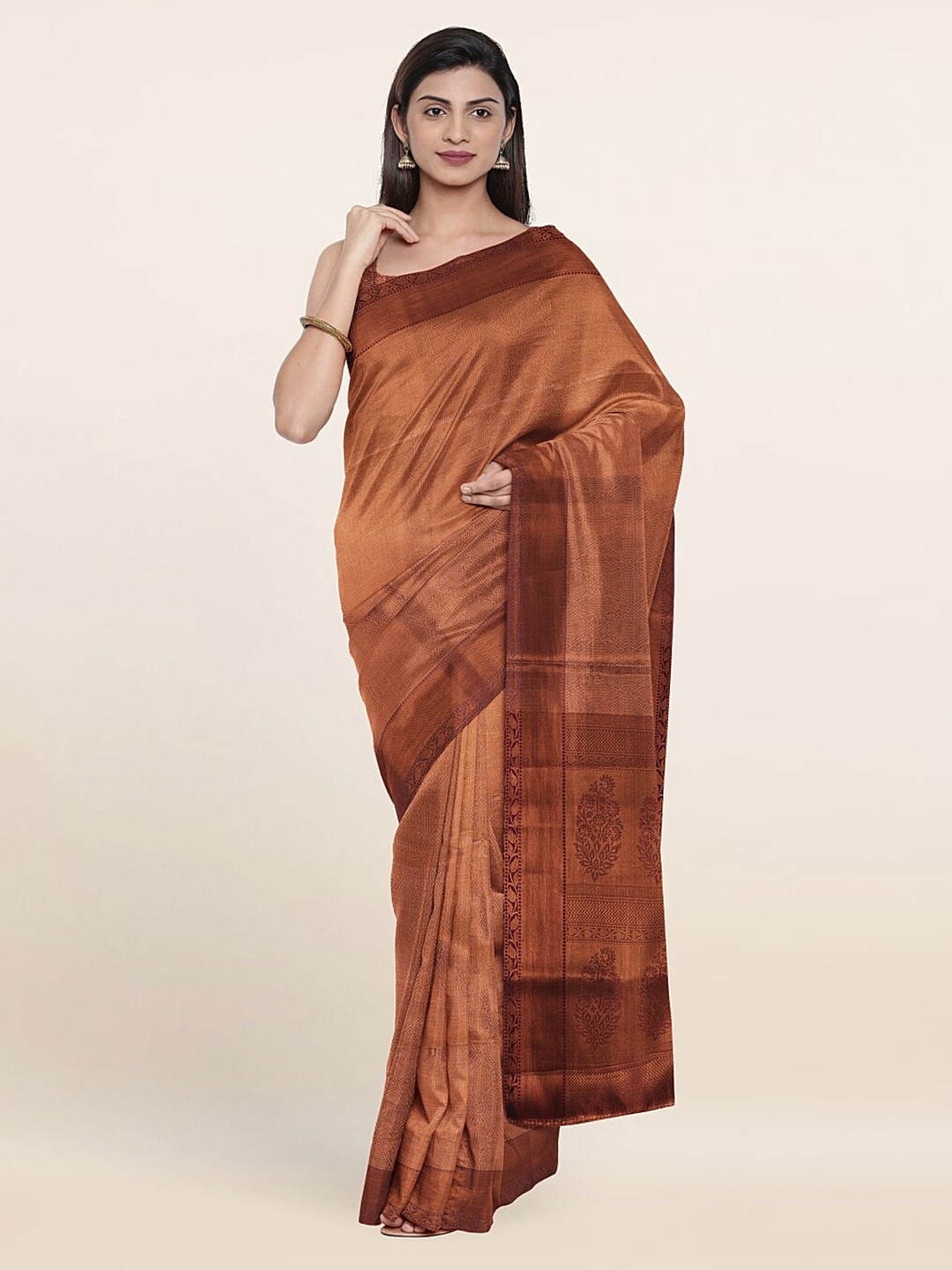 

Pothys Copper-Toned Woven Design Zari Art Silk Saree