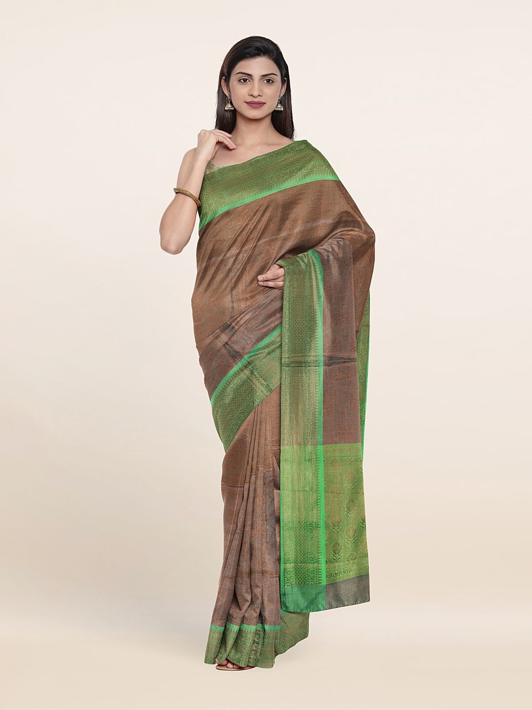 

Pothys Grey & Green Woven Design Zari Art Silk Saree