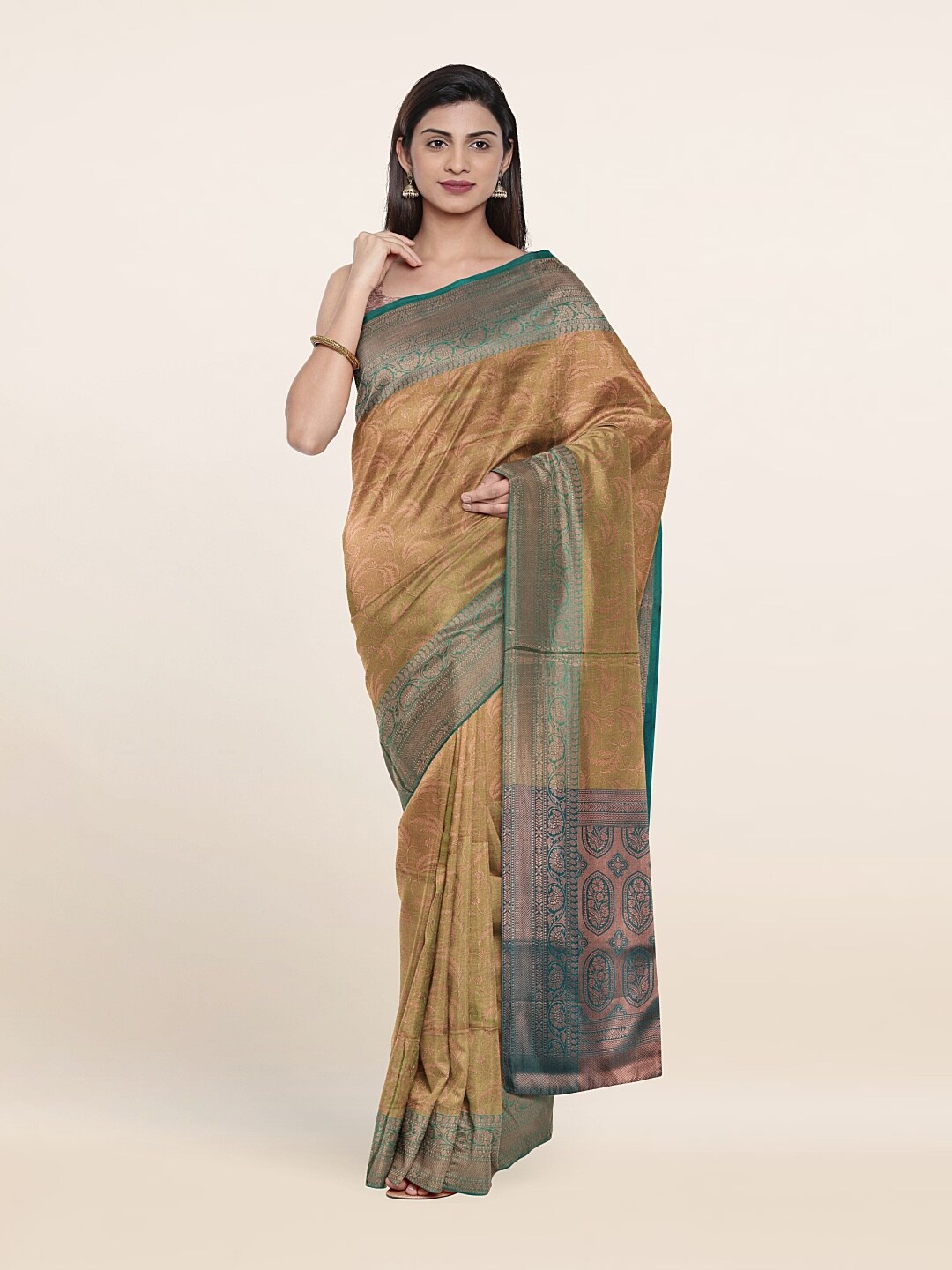 

Pothys Green & Grey Woven Design Art Silk Saree